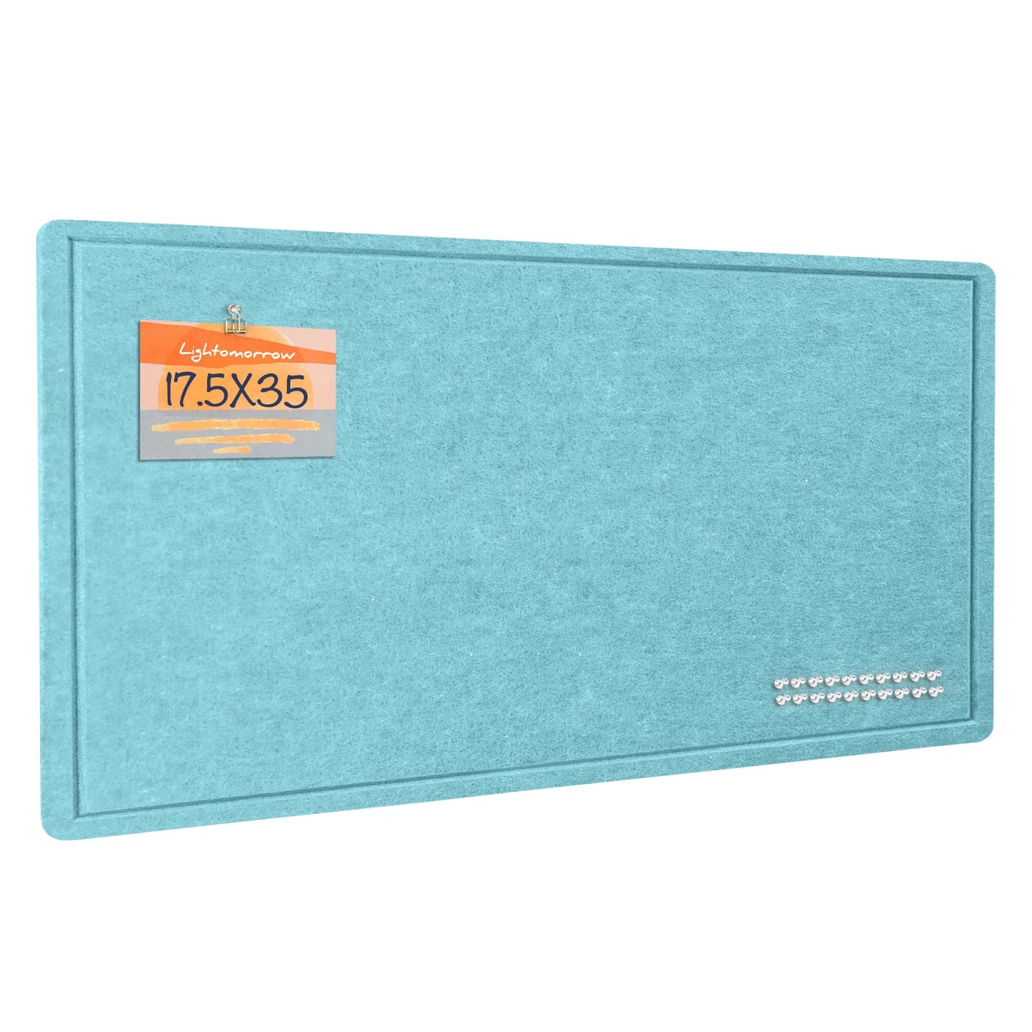 Lightomorrow Bulletin Board, 35 x 17 1/2 inches Felt Board - Decorative Pin Board, Cork Board Alternative for Wall, Foldable Self-Adhesive Vision Board Prayer Board with 20 Pushpins-Turqoise Blue