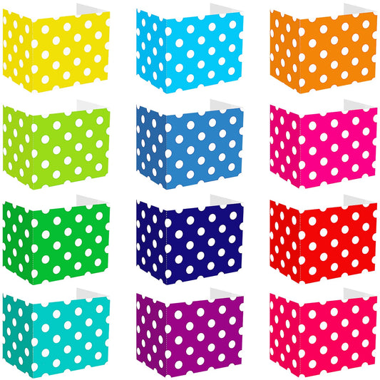 SATINIOR 24 Pcs Privacy Folders for Students, Desk Dividers for Classroom Testing, Student Privacy Boards Classroom Must Have, 12 Colors Study Panel for School Teacher Supplies(Dot)