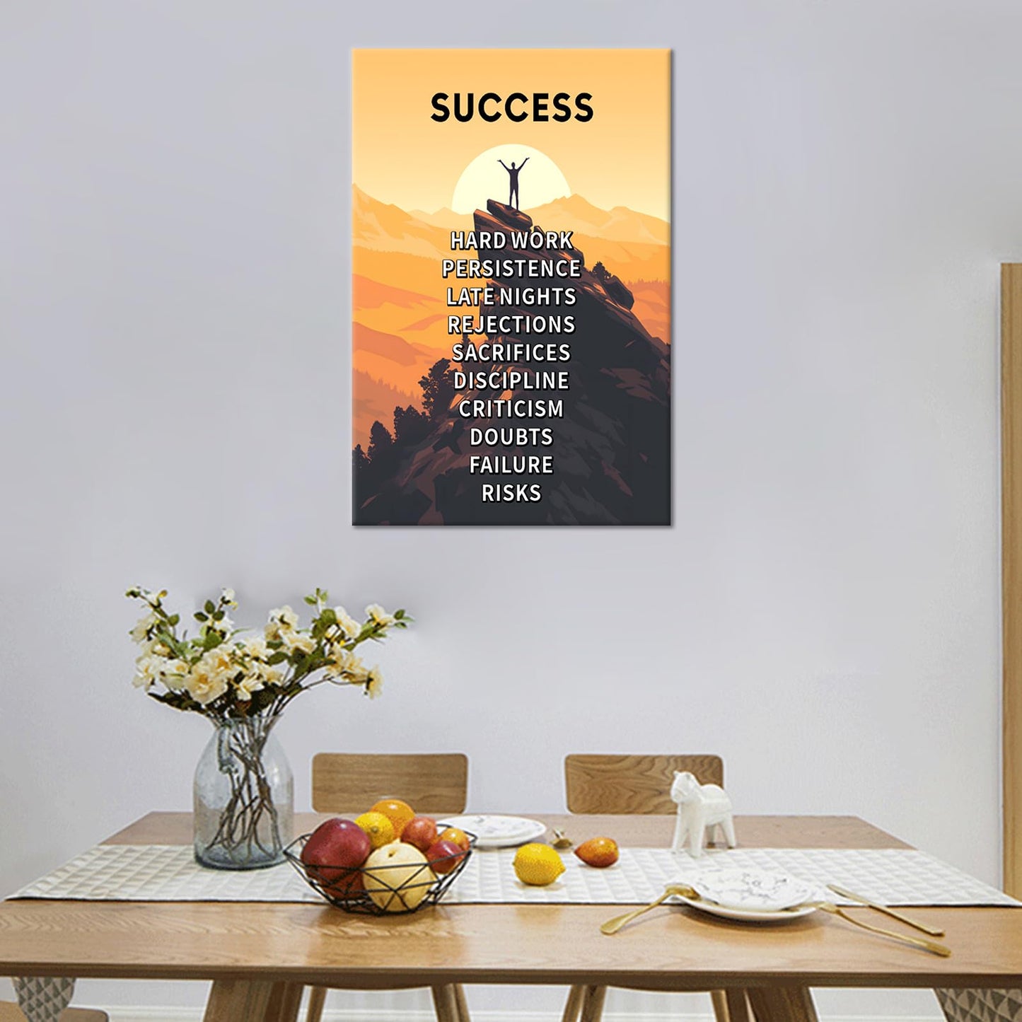 Motivational Wall Decor Inspirational Success Quotes Printed on Canvas Positive Affirmation Sign Picture Poster Artwork for Modern Home Bedroom Living Room Gym Stretched and Framed [12''Wx 18''H]