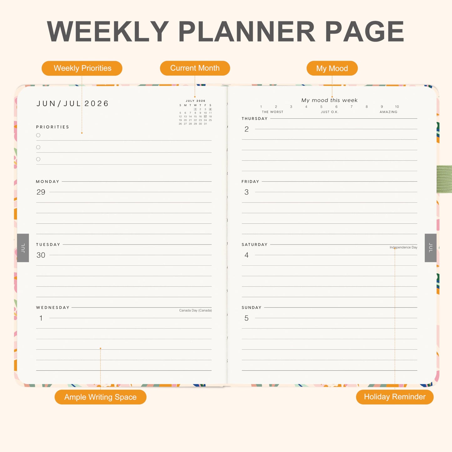 And Per Se Academic Planner 2026-2027 – Weekly & Monthly Planner, July 2026 to June 2027, A5 Leather Hardcover with Inner Pocket – Student & Teacher Organizer, 5.7" x 8"(Pastel Petals)