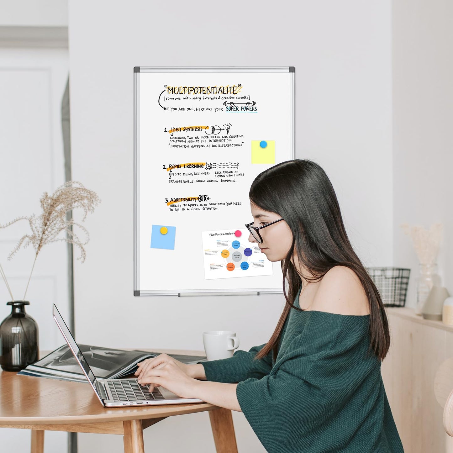 WALGLASS 4 Pack White Board, 24" x 18" Double-Sided Dry Erase White Board for Wall, Hanging Mounted Whiteboard, Horizontal or Vertical Silver Aluminium Frame for Home, School, Office, Kitchen