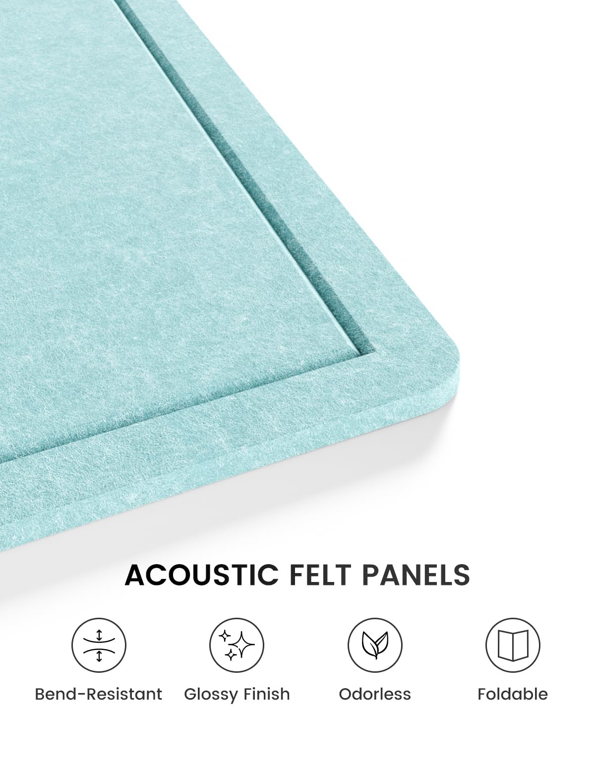 Fluxynara Bulletin Board, 35" x 17.5" Cork Board Alternative with 12 Safe Removable Adhesive Tabs, Foldable Felt Pin Board for Home Office, Classroom, Bedroom,Entryway for Walls—Aqua Blue