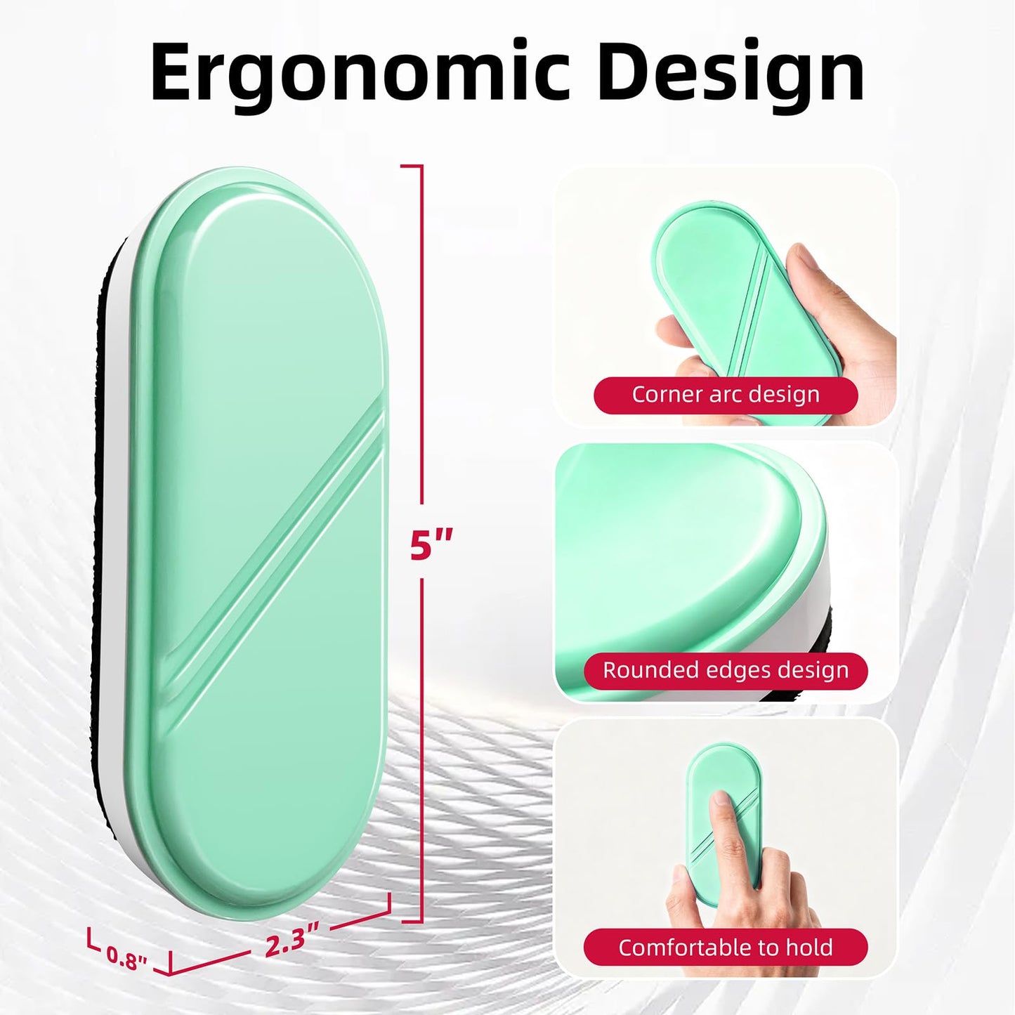 FUNISKETCH Dry Erase Eraser, Magnetic White Board Erasers - 2 Pack,Glass Board Glass Whiteboard Eraser for Office and School Supplies (Green)