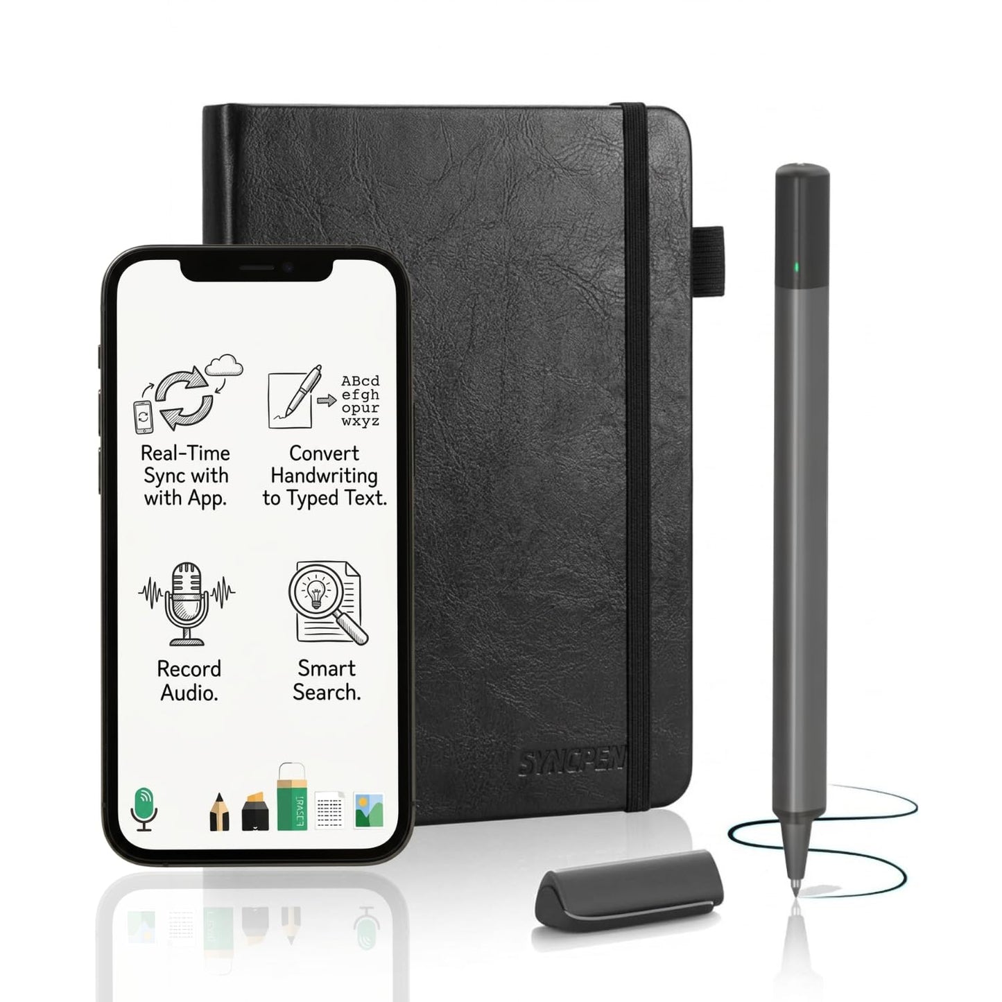 SyncPen Digital Notebook Smart Pen Set | Real Time Sync from Paper to App, Bluetooth Pen with OCR and Audio Recording | Gift for Students, Creators & Professionals
