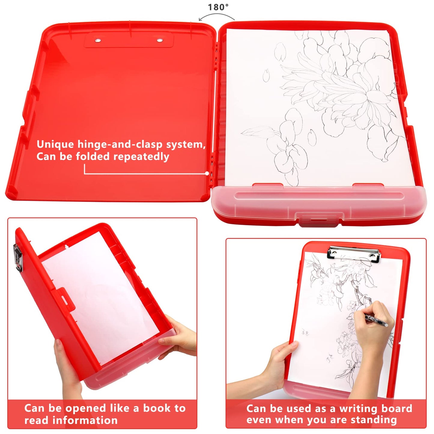 SFLHHDM Clipboard with Storage, Clip Boards 8.5x11, Plastic Clipboards with Pen Holder, Clip Board with Storage Compartments, Nurse Clipboard with Storage for Classroom, Student, Teacher