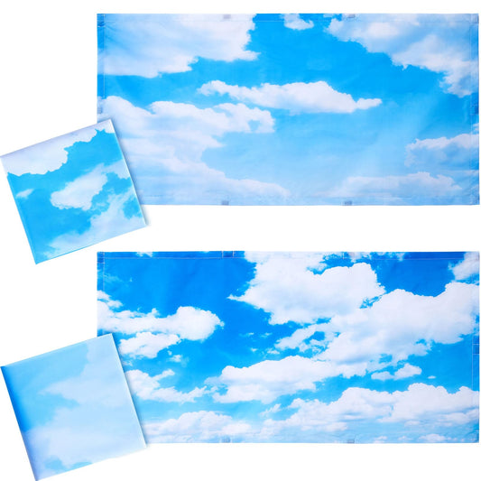 Tujoe 2 Pcs Fluorescent Light Covers for Ceiling Lights 4' x 2' Fluorescent Light Filters Classroom Magnetic Cubicle Covers for Ceiling Office, School, Home Teacher Essential(Cloud)