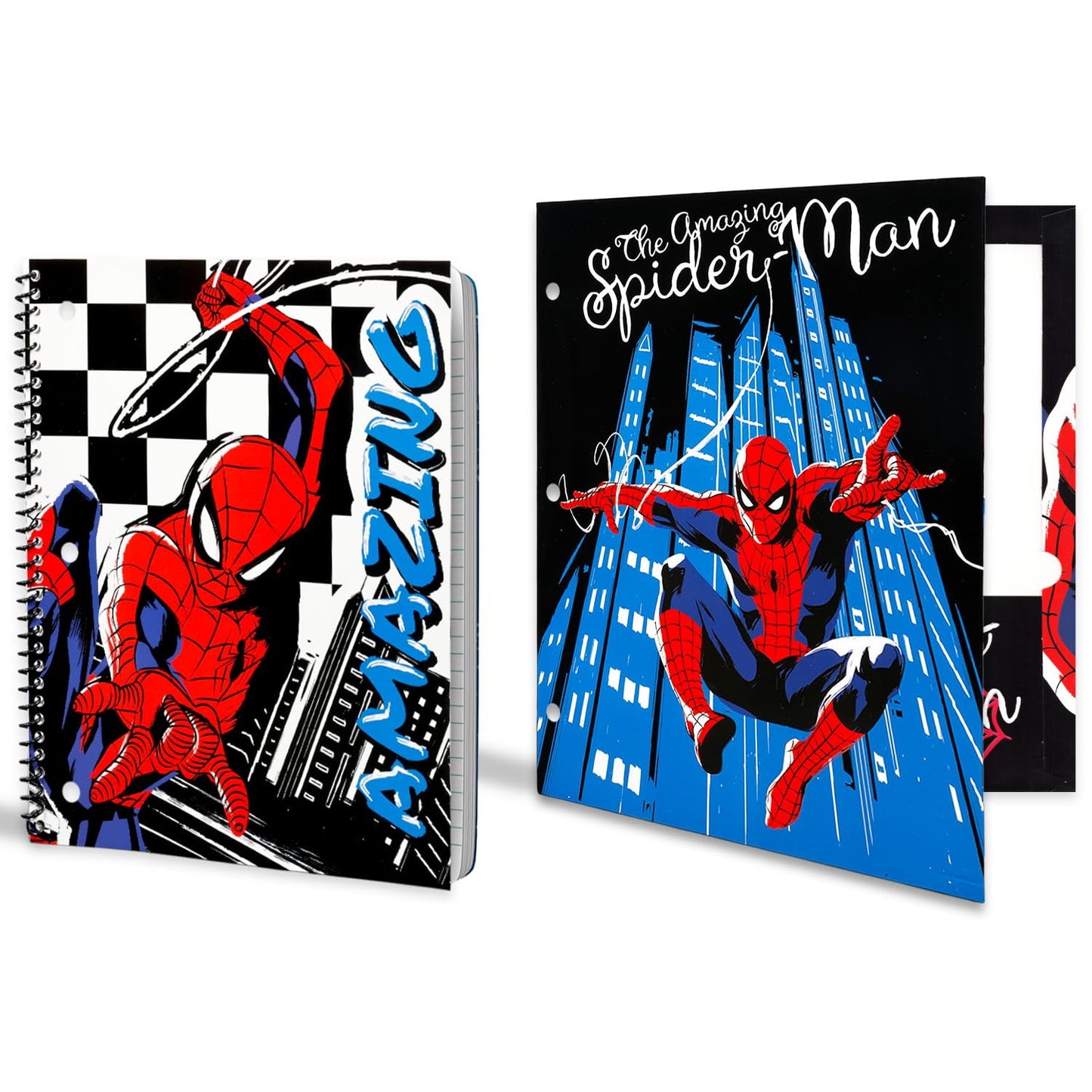 Marvel Spiderman School Supplies Set - Bundle with Marvel Folder, Notebook, Erasers, Tattoos, and More | Spiderman Back to School Classroom Supplies