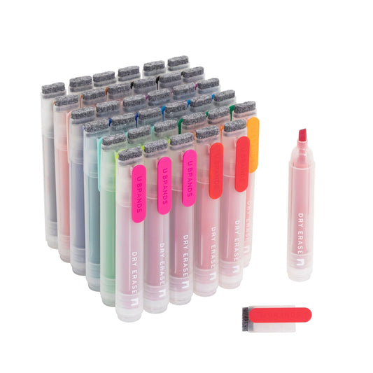 U Brands Dry Erase Markers Chisel Tip Set, 36 Pack, Assorted Colors, Whiteboard Pens with Chisel Point and Built In Eraser Caps, Low Odor Ink, Dry Erase Markers For Classroom, Office, Or Home