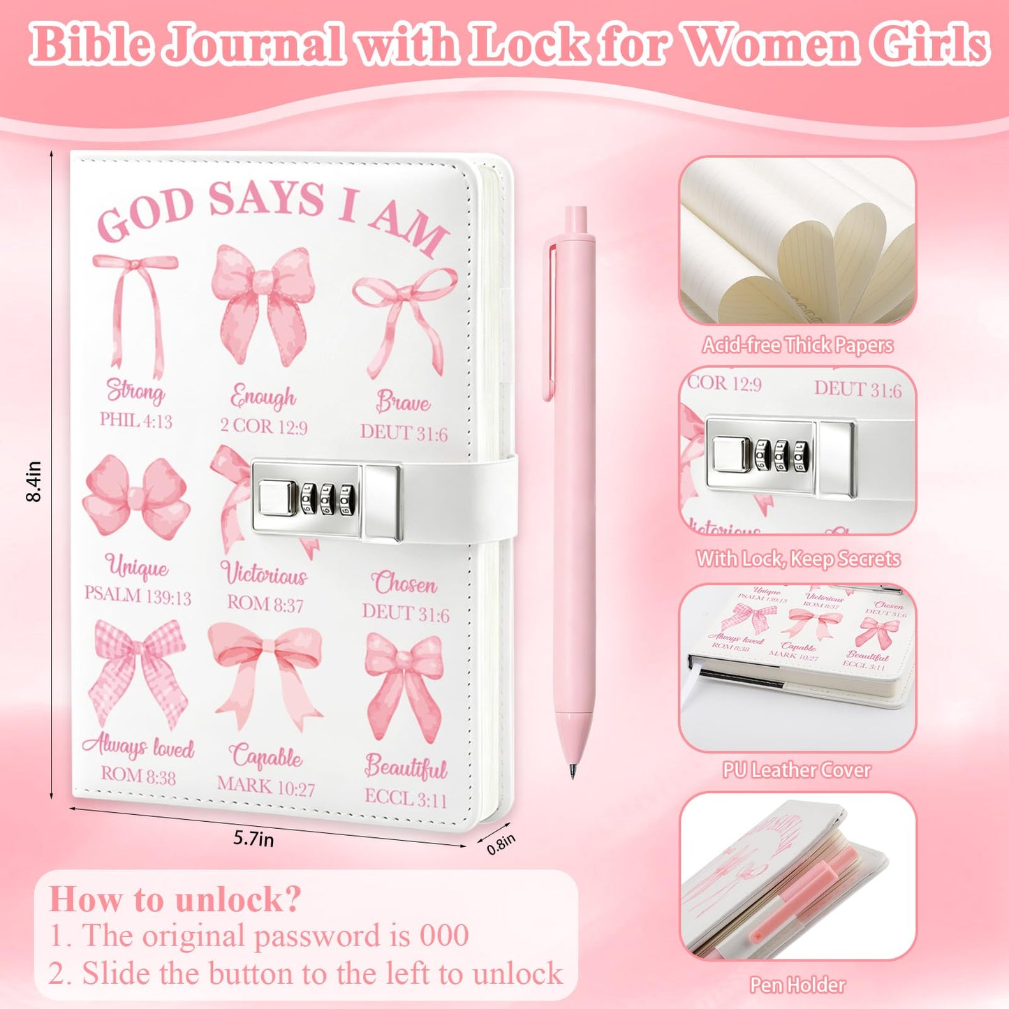 Bible Journaling Kit for Women Teen Girls, 102PCS Bible Study Supplies, Christian Gifts for Women, Bible Journal with Lock, No Bleed Highlighters, Bible Tabs, Stickers, Bible Study Kit Prayer Journal