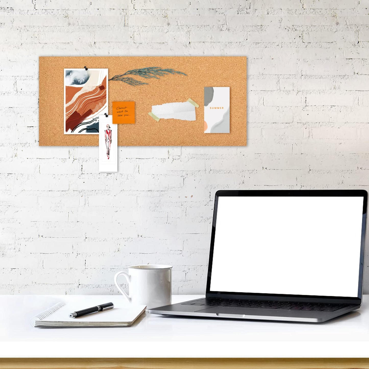 Aitakatta 17x8 Cork Board Tiles Bulletin Board, 1/4" Thick Self-Adhesive Cork Boards for Walls, Cork Tiles Vision Board for Home, Office, School, Bulletin Board Decorations(6mm,2pc)