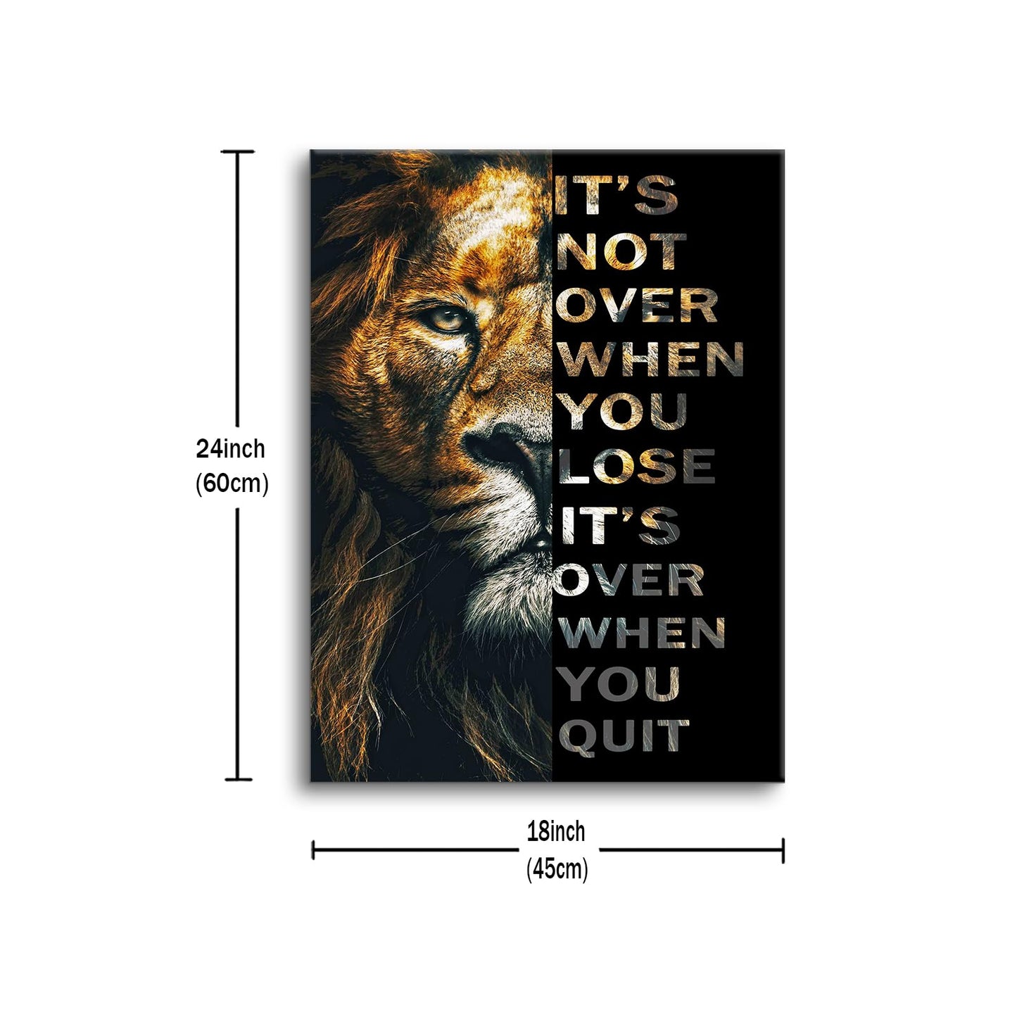 PJQART Motivational Posters Animal Lion Canvas Print Wall Art Inspirational Quote Picture Painting Modern Home Decor Inspiring Artwork for Living Room Bedroom Office Ready to Hang [18''W x 24''H]