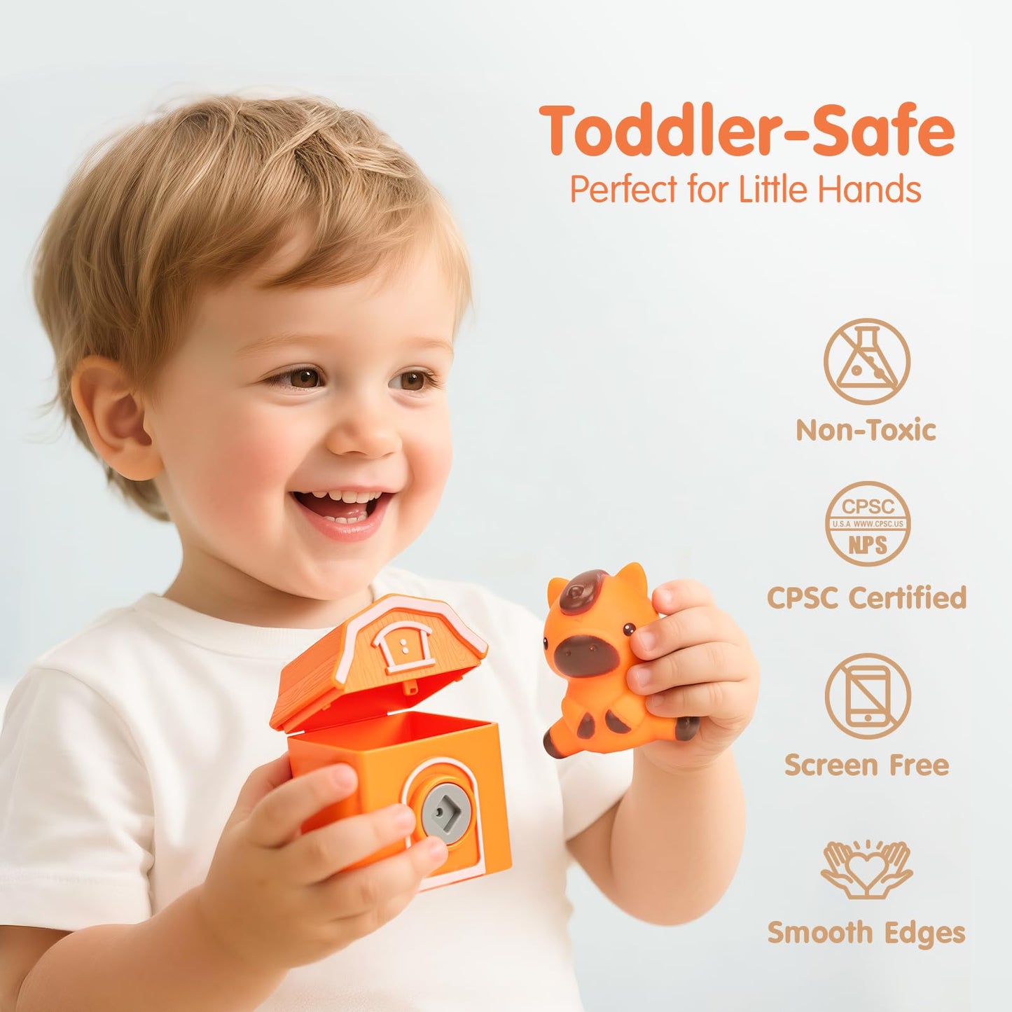 Toddler Learning Toys for 2 3 Year Old-Counting Matching & Sorting Activity Montessori Train Set with Farm Animals Finger Puppets Keys to Lock and Unlock Barn Birthday Gift for Boys Girls 2-5