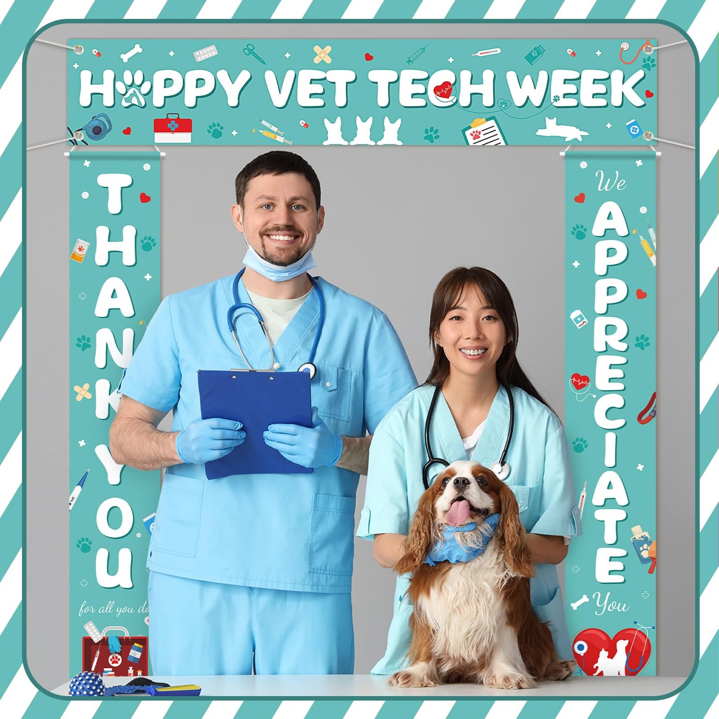 Fanfanwin 3 Pcs Happy Vet Tech Week Banner We Appreciate Thank You Veterinary Technician Week Decorations Vet Hospital Staff Party Supplies for Hard Work Nurse Enthusiast