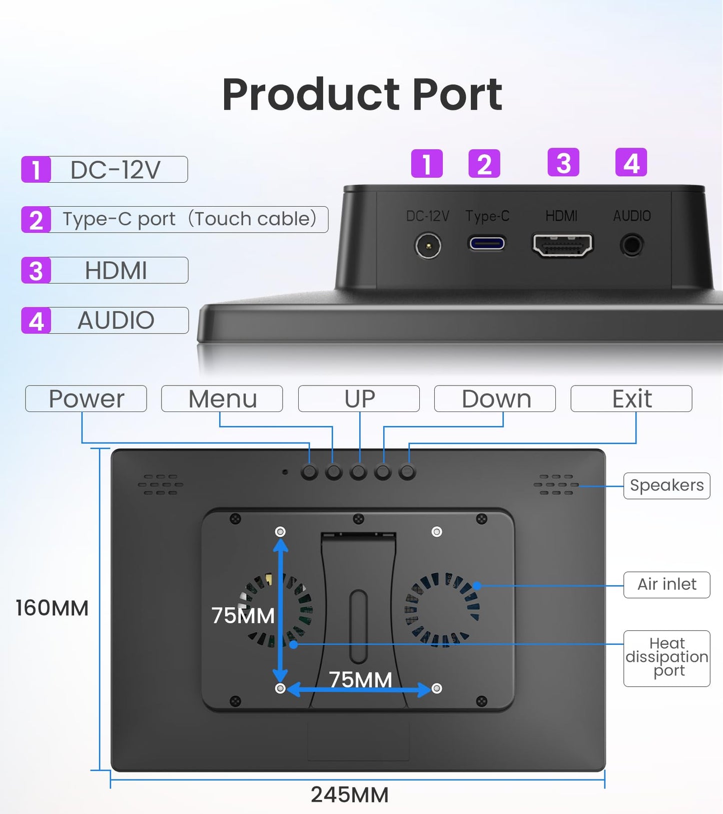 Forzola 10.1 Inch Touchscreen Monitor with case for pi, 1280x800 HD IPS Portable HDMI Touch Screen Display for Raspberry Pi 5/4B/3B+/3B/B+ Jetson Nano Win11/10/8/7 PC Laptop, Dual-Speaker, Fan