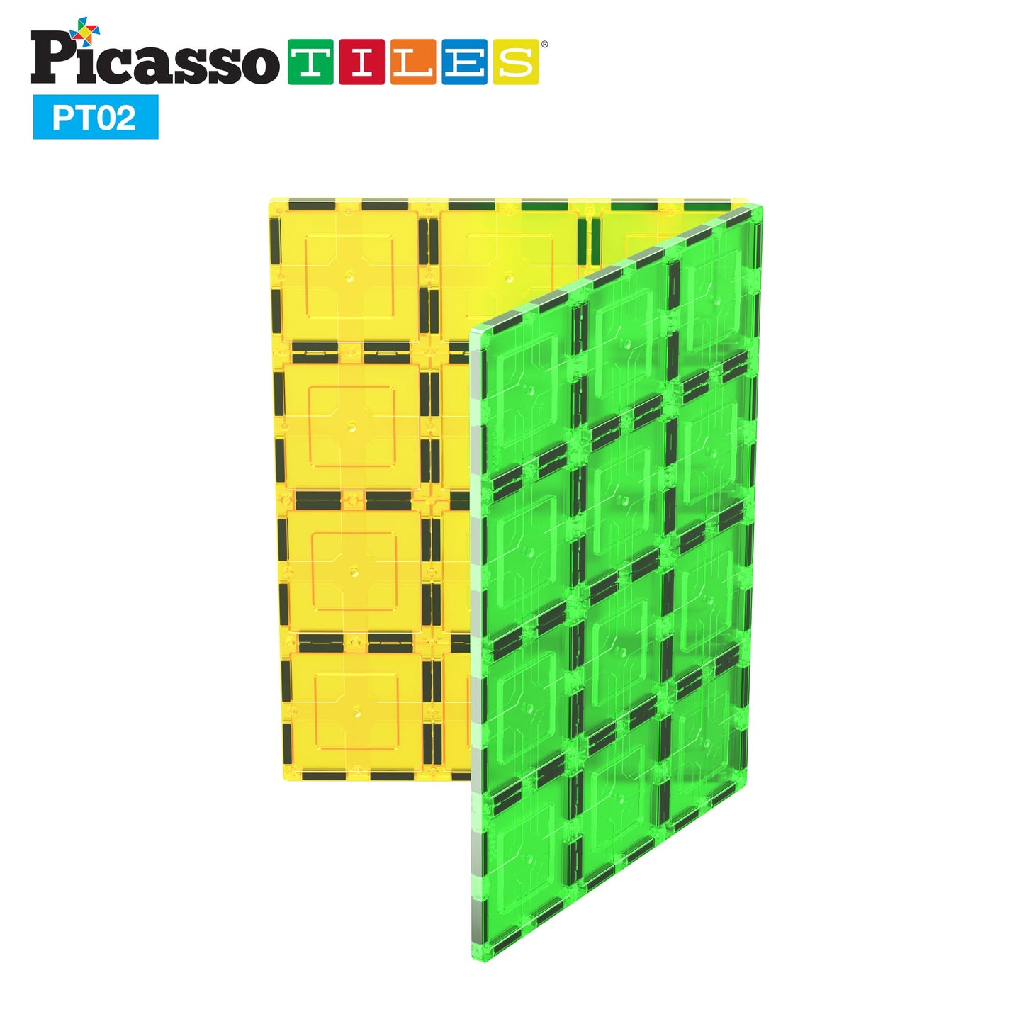 PicassoTiles Kids Toy Magnetic Building Blocks Magnet Tiles Supersized 2pc Large Stabilizer Base Jumbo XL Plate Foundation Education Construction Kit Engineering STEM Children Learning Stacking Set