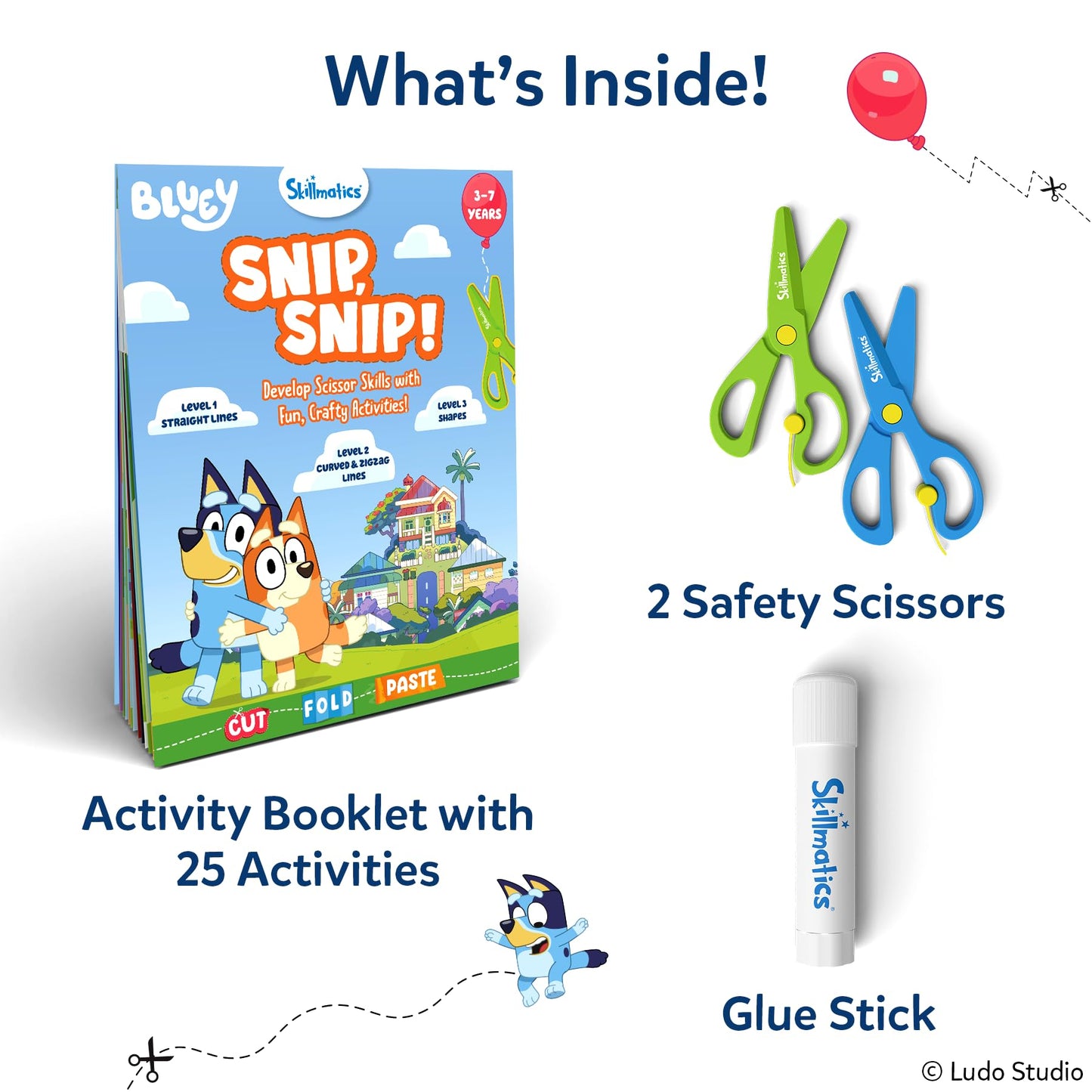Skillmatics Bluey Scissor Skills Activity Book - Snip Snip, Preschool Cutting & Creative Activities, Felt Craft Kit, Fine Motor Skills Toys, Gifts for Boys & Girls Ages 3, 4, 5, 6, 7