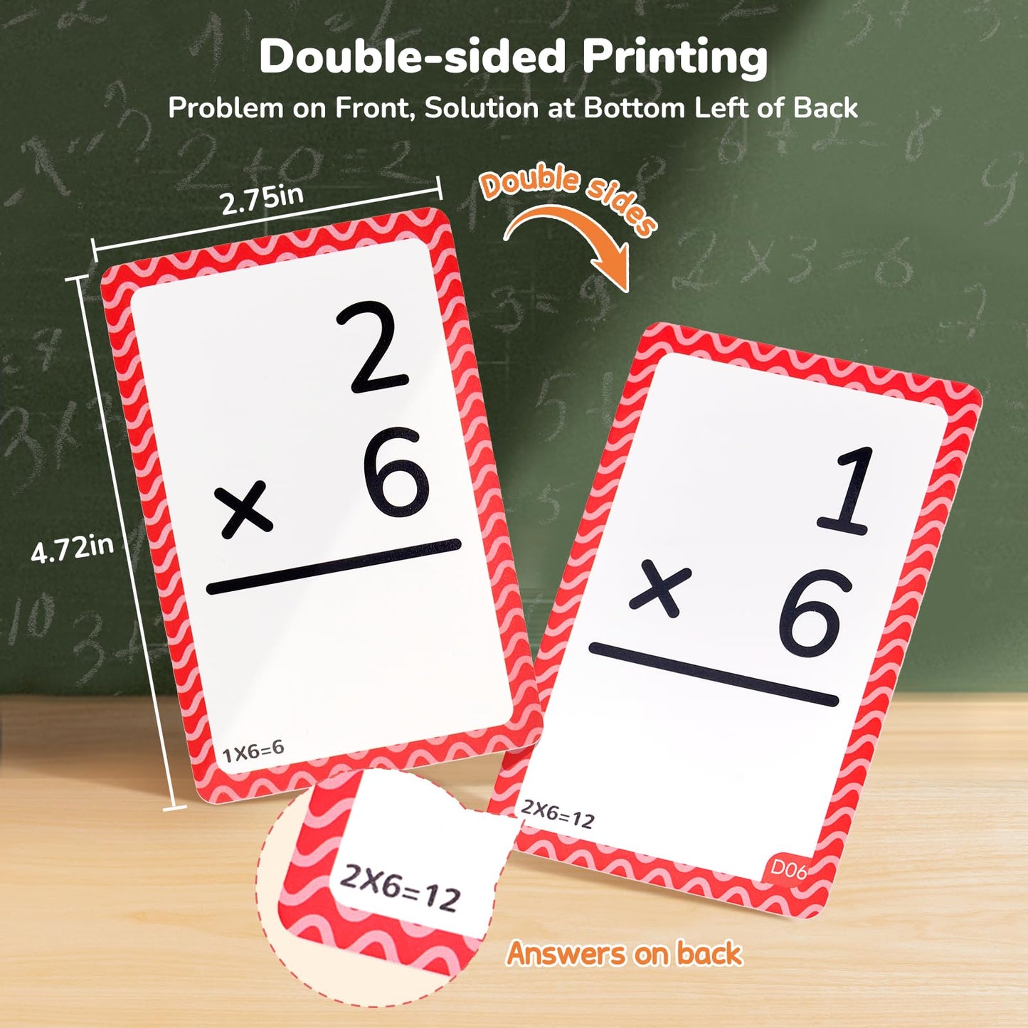JoyCat 288 Math Flash Cards Set of 4- Multiplication, Division, Addition and Subtraction Flashcards for Kids 1st 2nd 3rd 4th 5th Grade or Kindergarten Homeschool Supplies