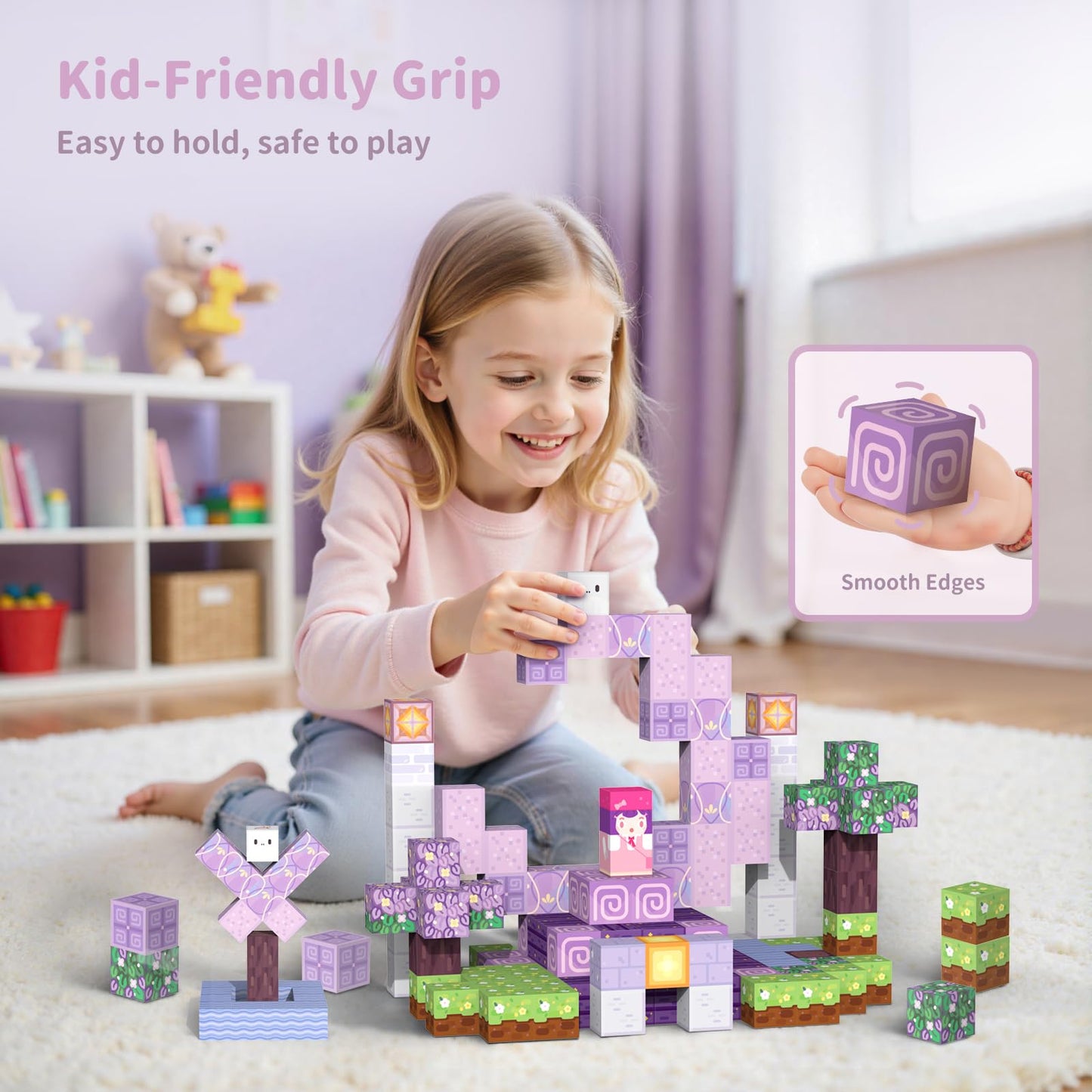 VNLINA Magnetic Building Blocks 120PCS for Kids Ages 4-8, Magnetic Cubes STEM Toy Set, Strong Magnets Construction Blocks, Educational Building Toy for Boys Girls