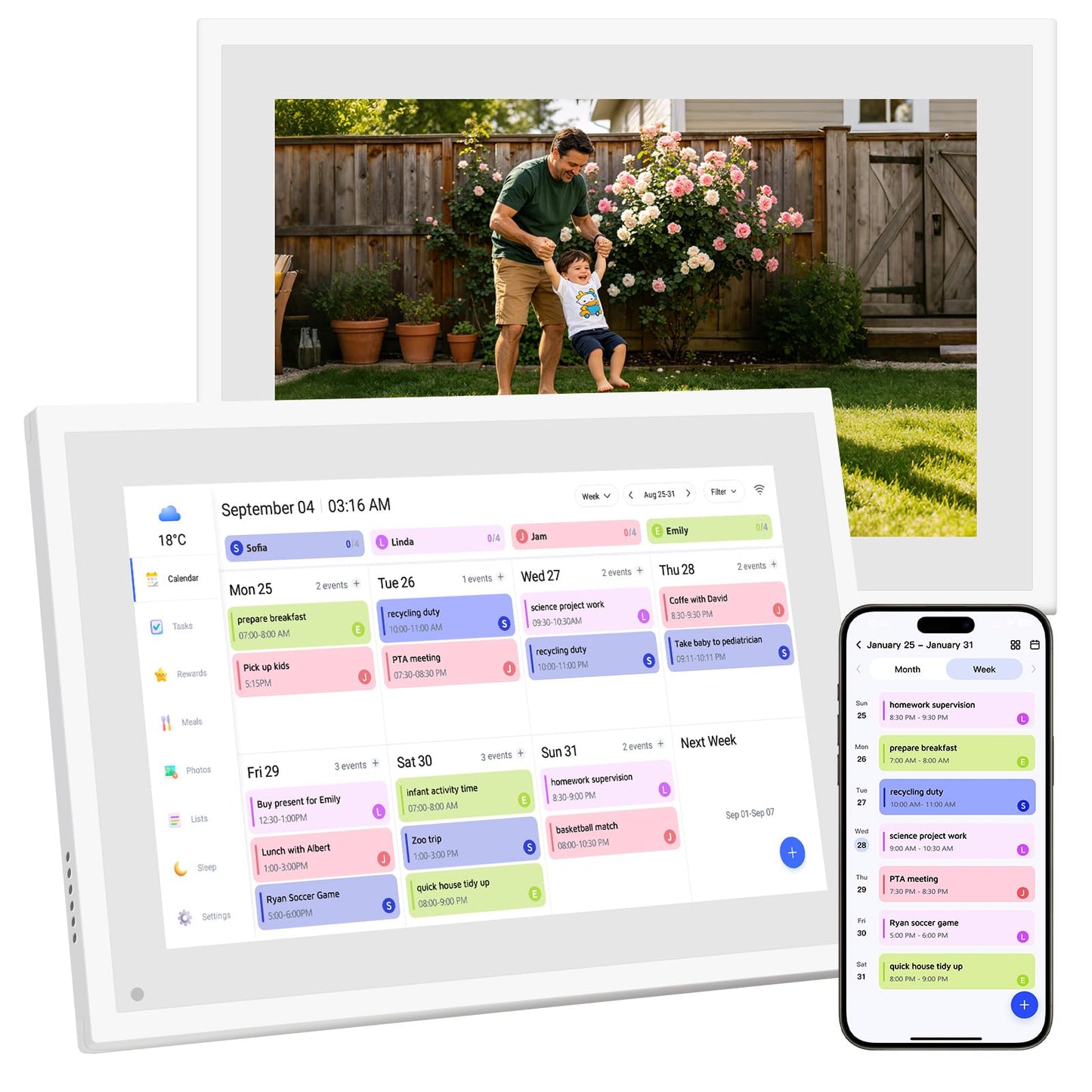 Digital Calendar 10.1", Smart Calendar Planner & Chore Charts, 1080P Full HD Interactive Touchscreen for Family Planner Display, Smart Family Calendar, Desk Mount, Gifts for Women Men