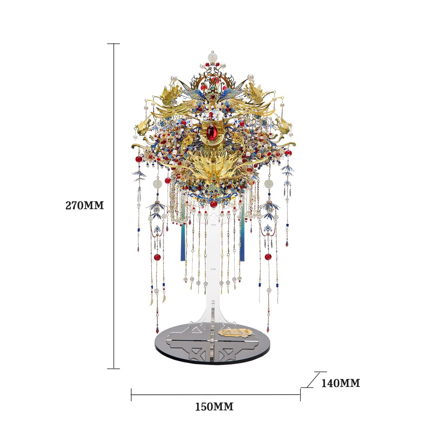 MU Phoenix Crown 3D Metal Puzzles, Chinese Ancient Gemmy Coronet Model Kits Building for Adult, Birthday Wedding Gift Home Decoration