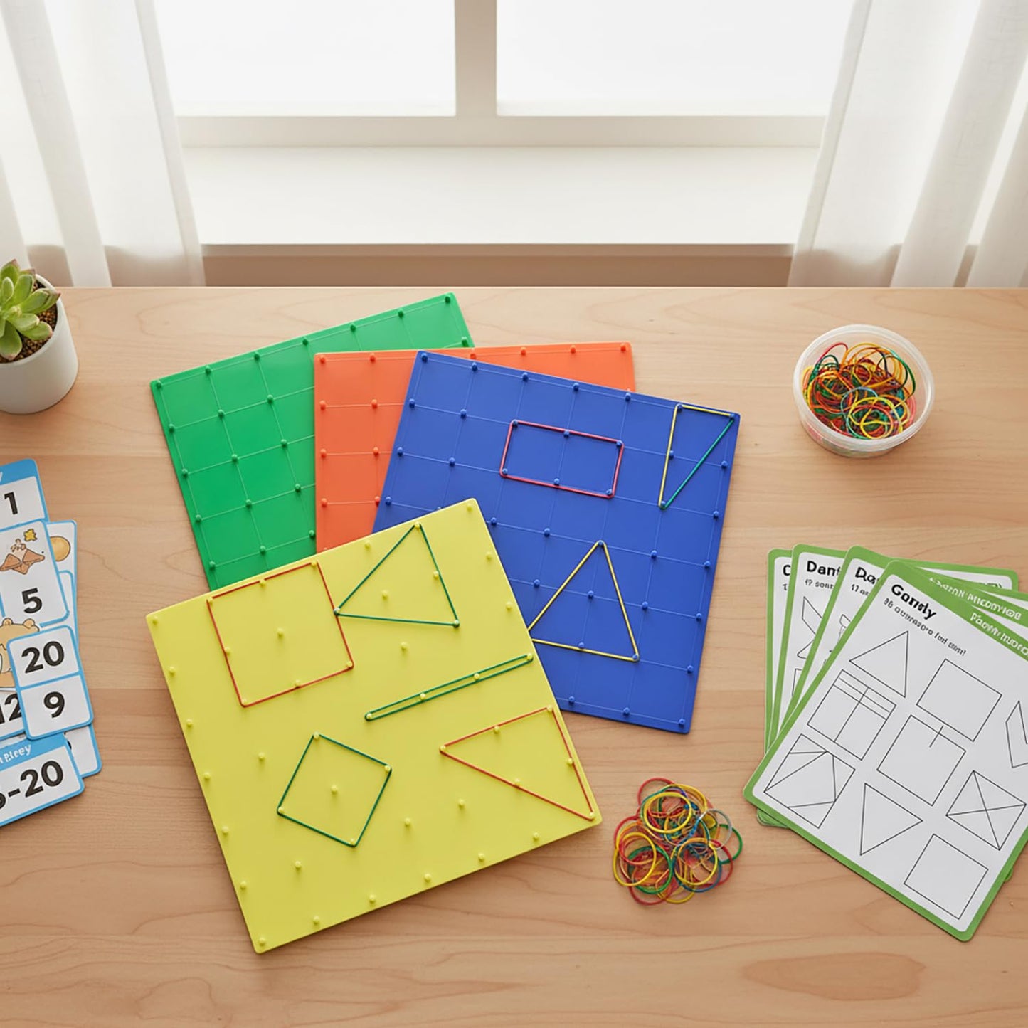 Fun Express 8" x 8" Geoboard Multicolor Plastic Math Manipulatives – 12 Pc.