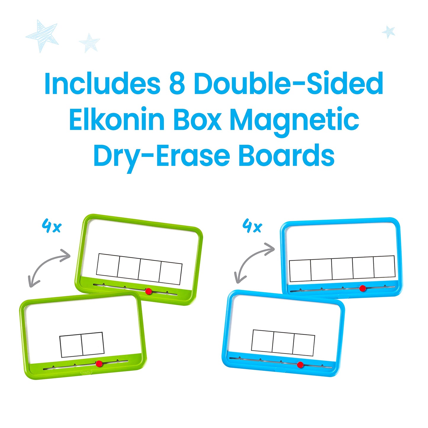 hand2mind Elkonin Boxes Magnetic Dry Erase Boards Set, Phonemic Awareness, Speech Therapy Materials, Letter Sounds for Kindergarten Phonics, Science of Reading Manipulatives (Set of 8), White