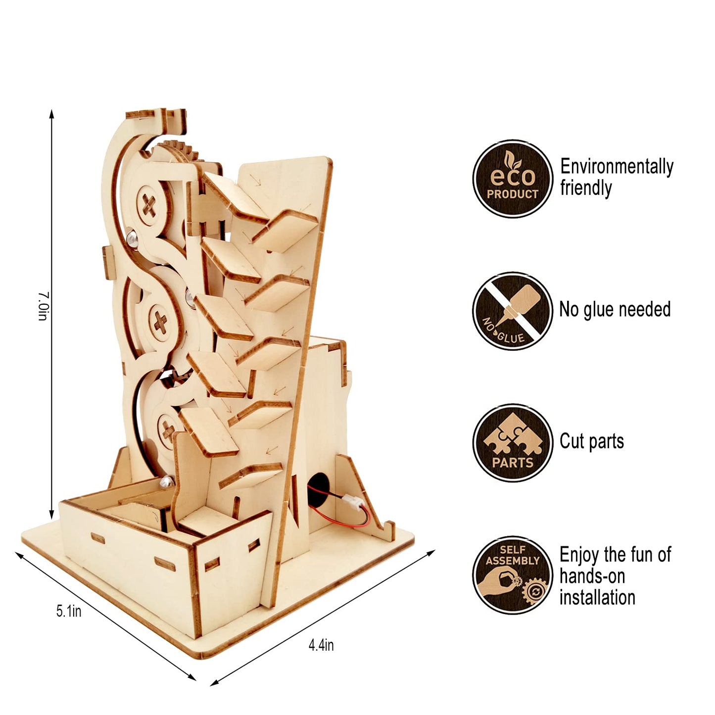Solar 3D Wooden Puzzle Marble Run DIY Model Kit Craft Sets Wood Mechanical Toys Experiments Projects Birthday Gift for Adult Men Age 14+ Years Old