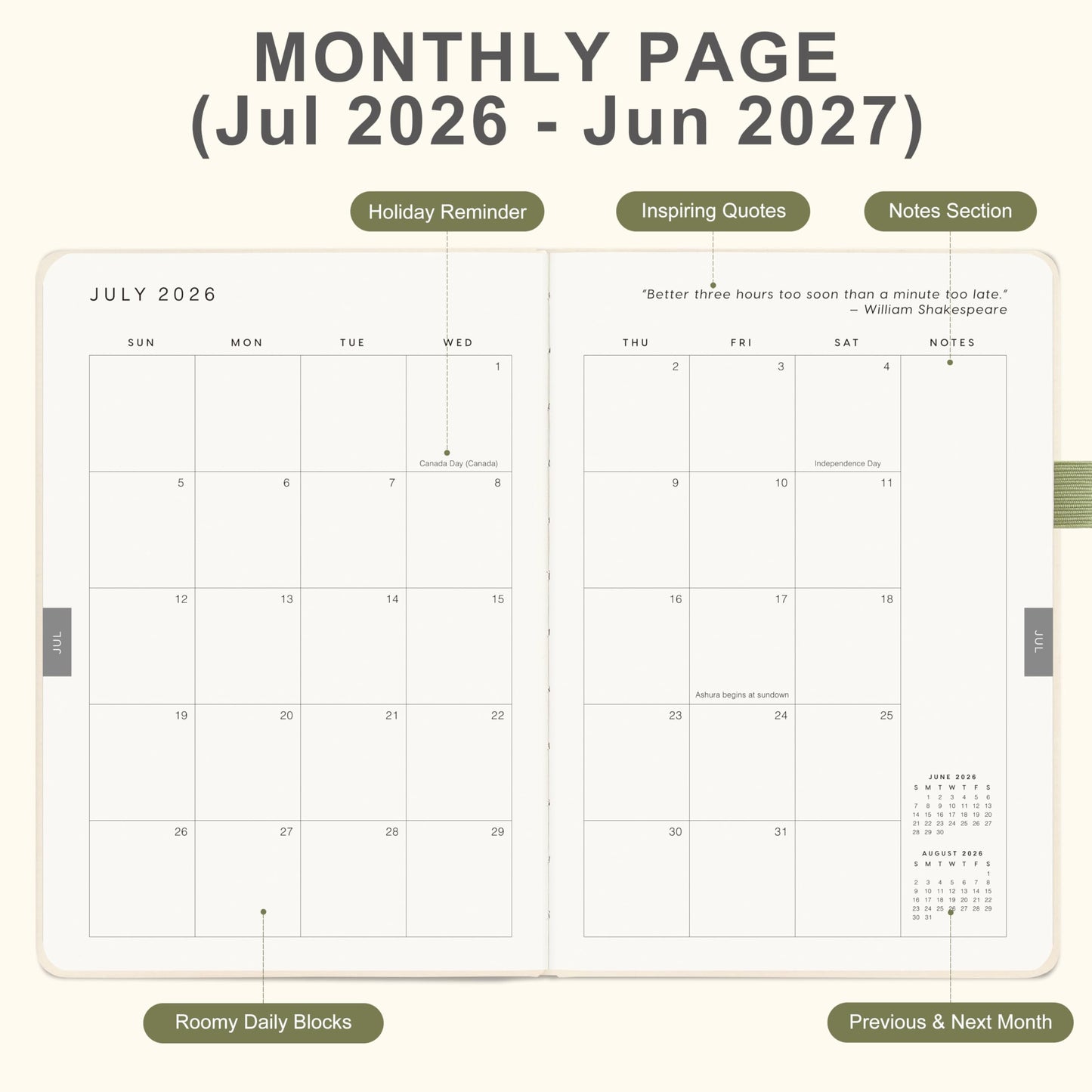 And Per Se Academic Planner 2026-2027 – Weekly & Monthly Planner, July 2026 to June 2027, A5 Leather Hardcover with Inner Pocket – Student & Teacher Organizer, 5.7" x 8"(Botanical Floral)
