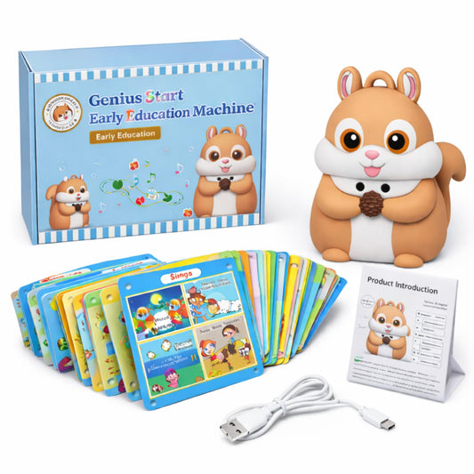 Little Squirrel Talking Pen with 55 Double-Sided Talking Flash Cards, Interactive Learning Toy for Kid, 1000+ Words, Phonics, Recording & Playback Function, Screen-Free Educational Toy for Toddlers