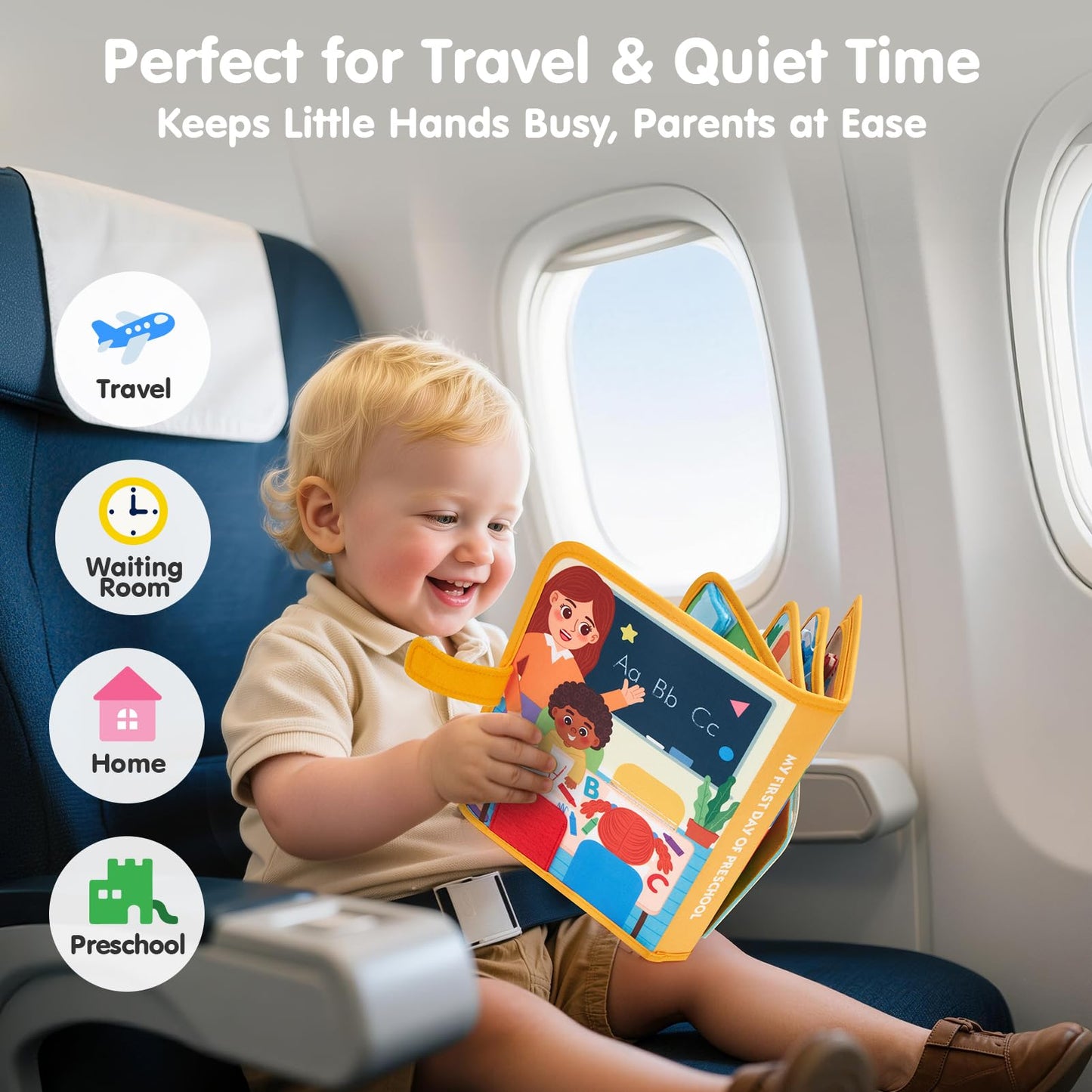 hahaland Busy Book Preschool Learning Activities - First Day of School Gifts Activity Books for Toddlers 1-4, Montessori Toys 2 Year Old Boy Girl Birthday Gift Preschool Must Haves Busy Board Ages 2-4