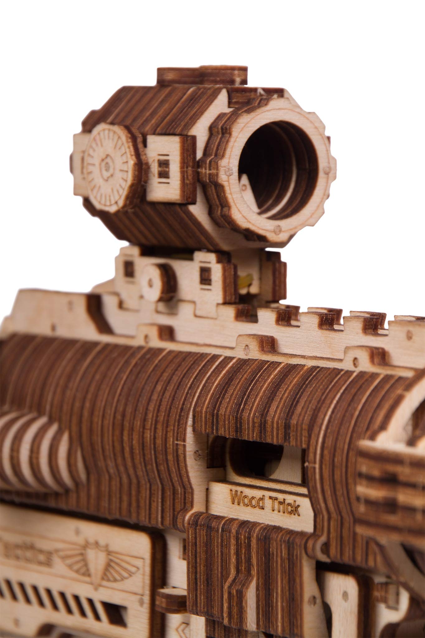 Wood Trick Gun AR-T 3D Wooden Puzzles for Adults - with Telescoping Butt, Fuse, Sight and Clip for 12 Rounds - Detailed Construction - 23x8″ - Model Kit for Adults to Build - 14+