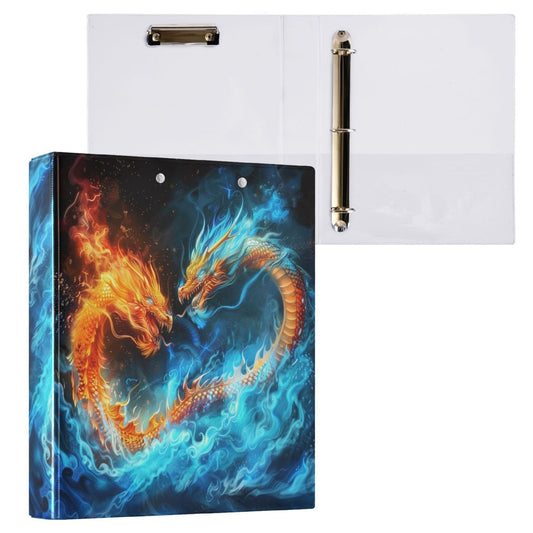 Dragon Round Ring Binders 1.5 Inch Dinosaur Ice Fire Legend Galaxy Stars Red Green Demon Evil 3 Ring Clipboard Binder for Office School Work Supplies File Folder 200 Sheet Capacity Easy Open