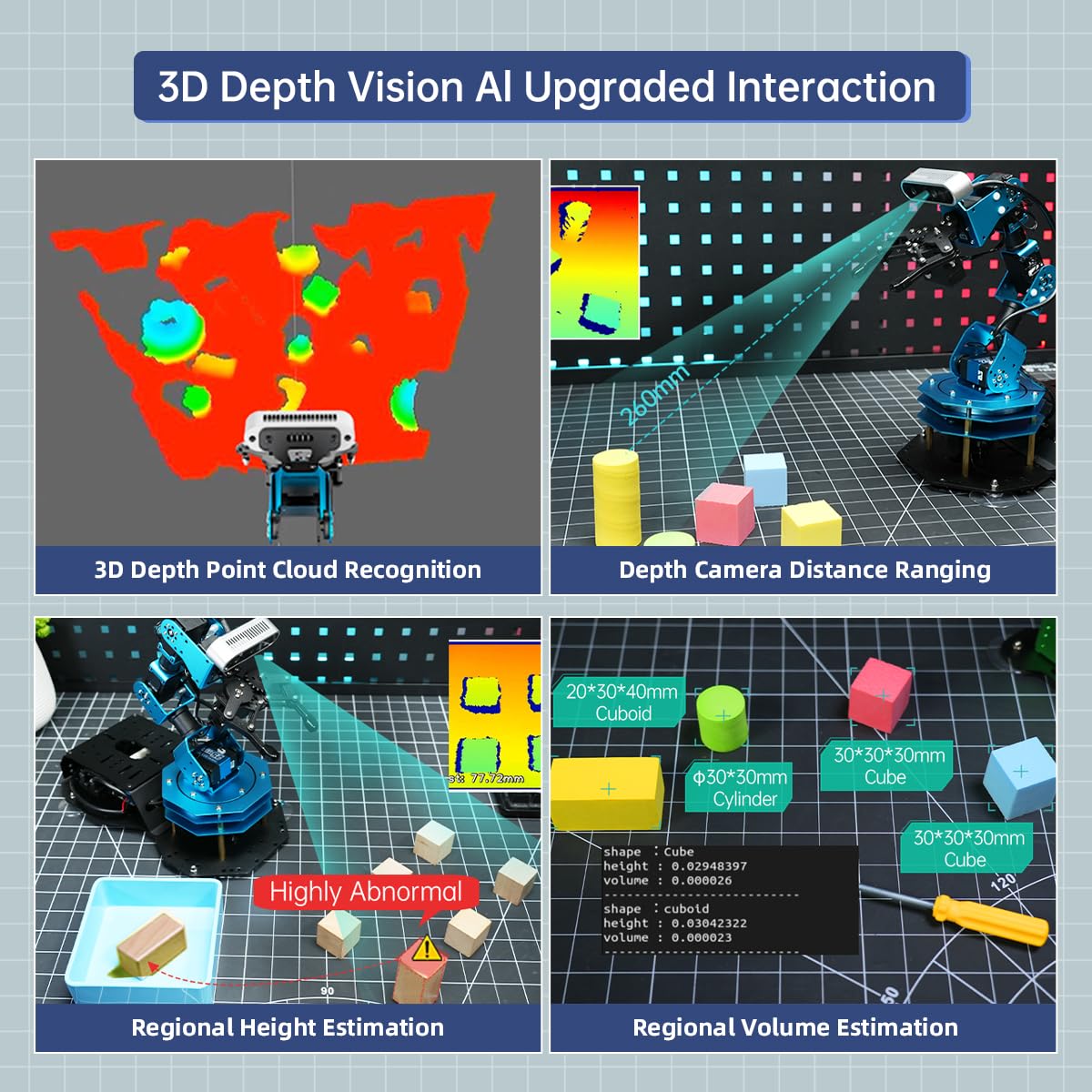 ArmPi Ultra Robotic Arm with ROS2 ChatGPT Large AI Models Embodied Intelligence, Hiwonder 6DOF Programming Robot Arm ROS Education AI Vision Voice Scene Understanding, Advanced Kit & RaspberryPi5 8GB