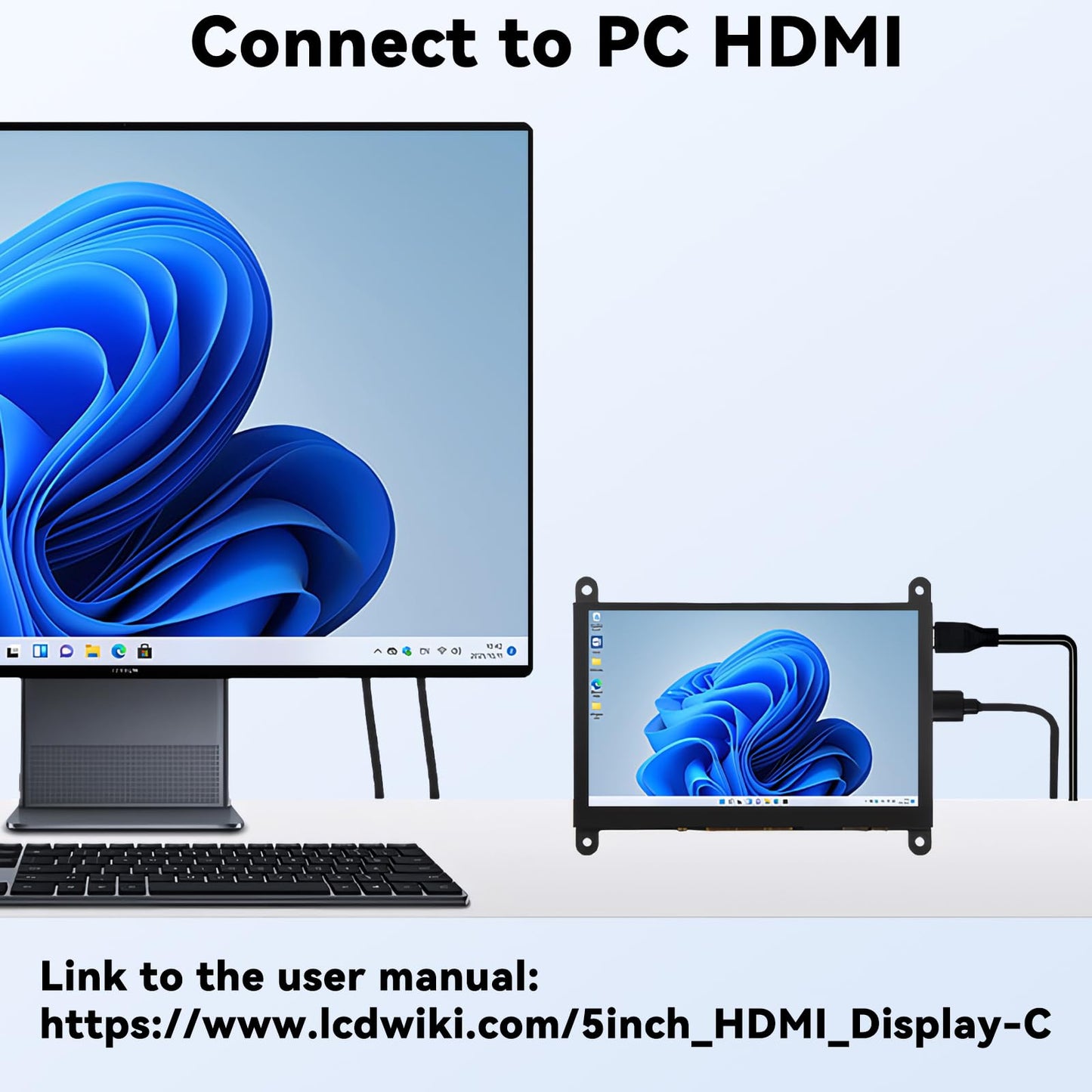Ransanx 5 Inch Mini Monitor Small Monitor with Capacitive Touch Screen 1024 * 600 High Pixel Display Full View HDMI- IPS Monitors Portable for Raspberry Piscreen 、for BB Black、for Banana Pi etc