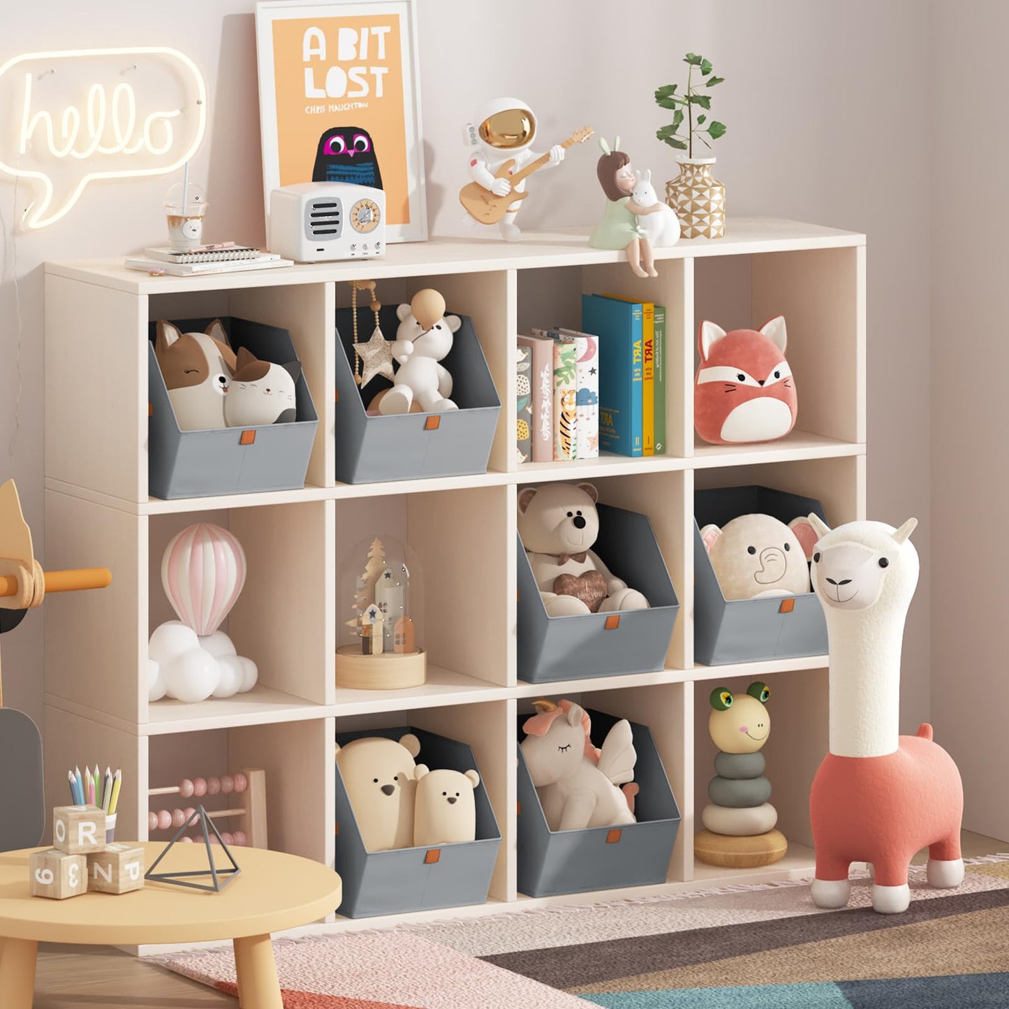 Homsorout Fabric Closet Storage Cubes - 6 Pack Square Storage Bins with Dual Handles for Clothes, Towels, Toys, Cube Storage Organizers for Bedroom, Nursery, Shelves, Closet, Small Spaces, Grey