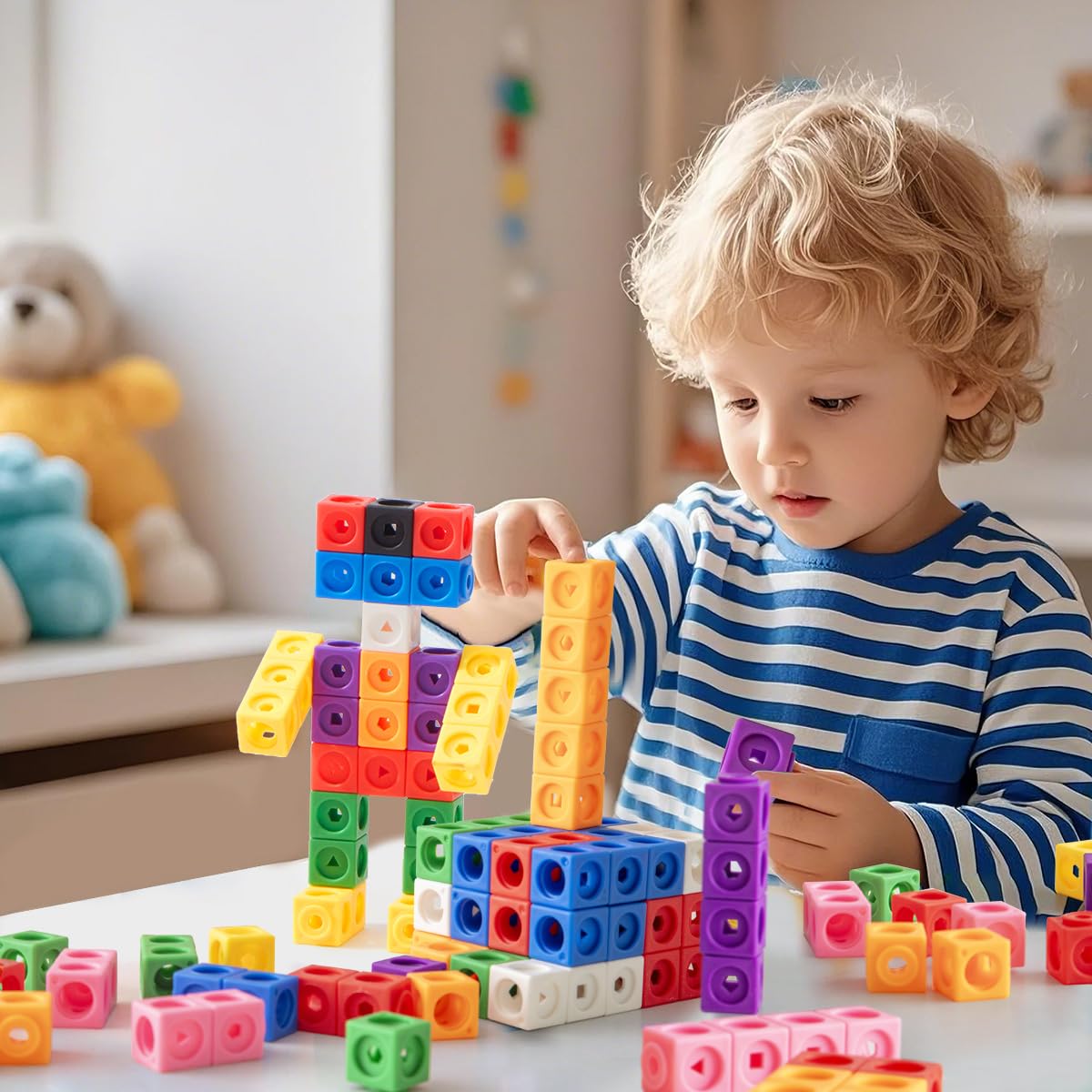 QUYSK 300 Pcs Linking Cubes for Math with Storage Boxes, Kids Counting Blocks for Math STEM Connecting Cubes Math Manipulatives Classroom Learning Supplies for Preschool and Elementary Aged Kids