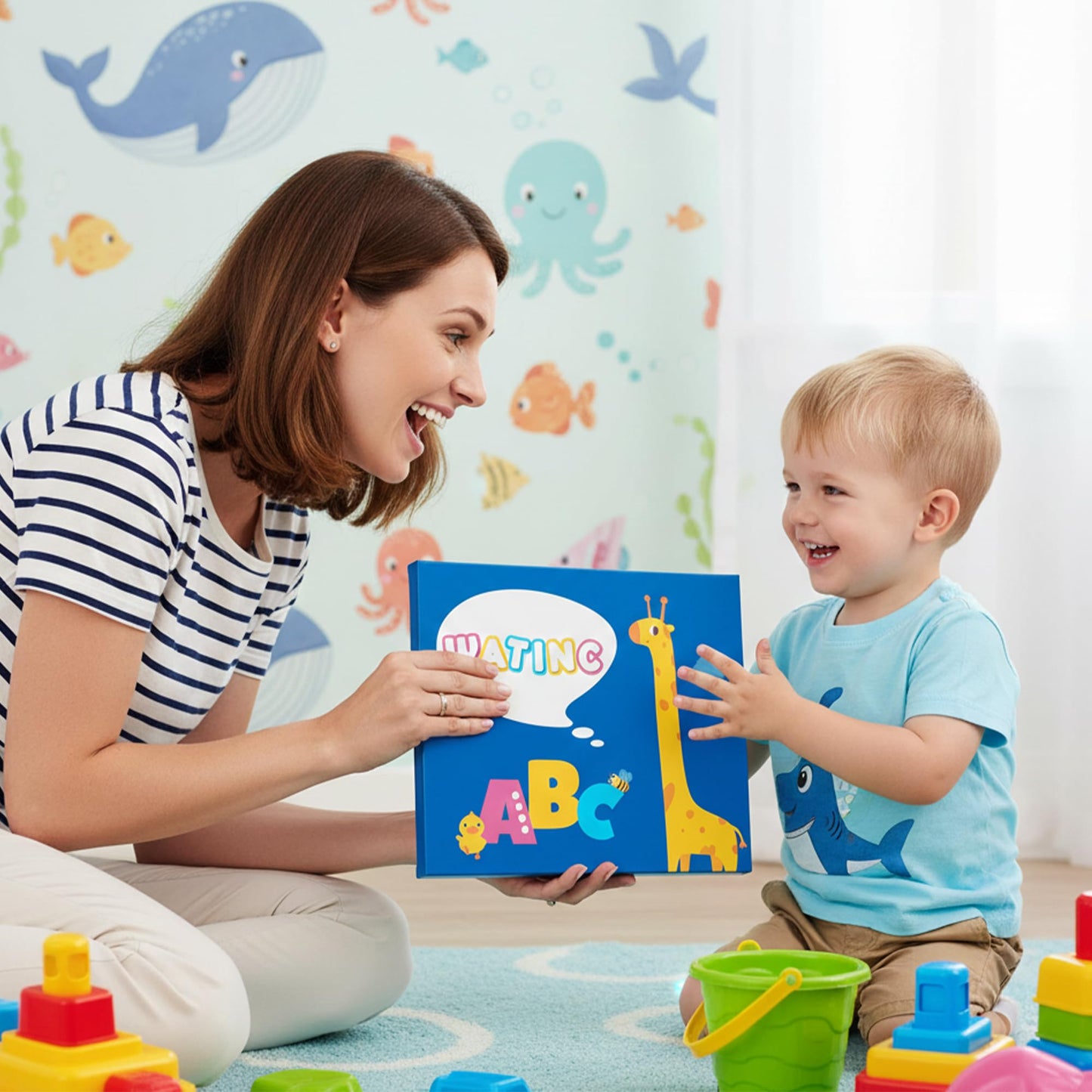WATINC Travel Felt Board Story Set - 25PCS Portable Felt Board Educational Birthday Gift for Boy Girl Toddler, Under The Sea Storytelling Preschool Early Learning Interactive Play Kit (Ocean Animals)