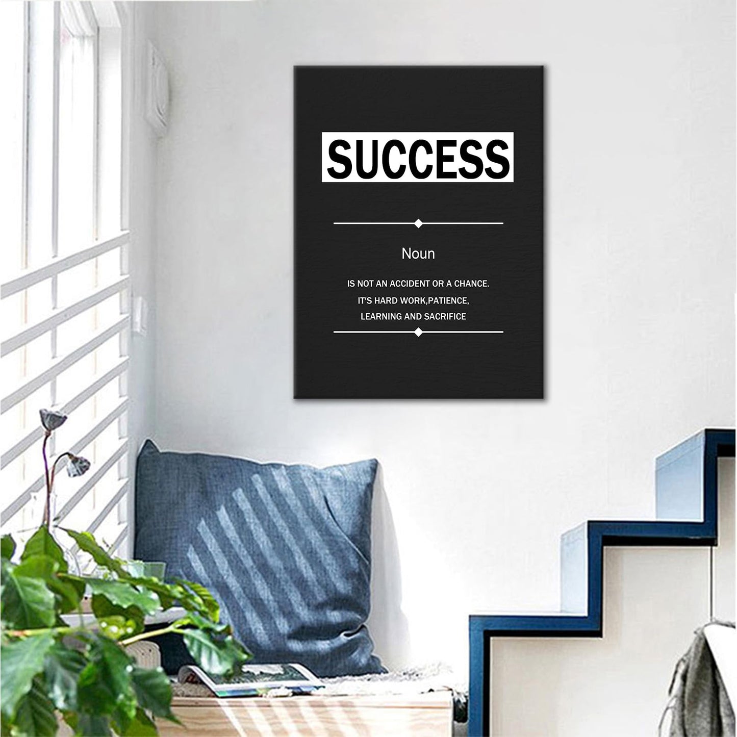YSPCSUN Inspirational Posters for Office, Success Definition Canvas Poster Single Panel Wall Decor for Home Office Dorm Classroom, Framed Canvas Art, 24x18inch