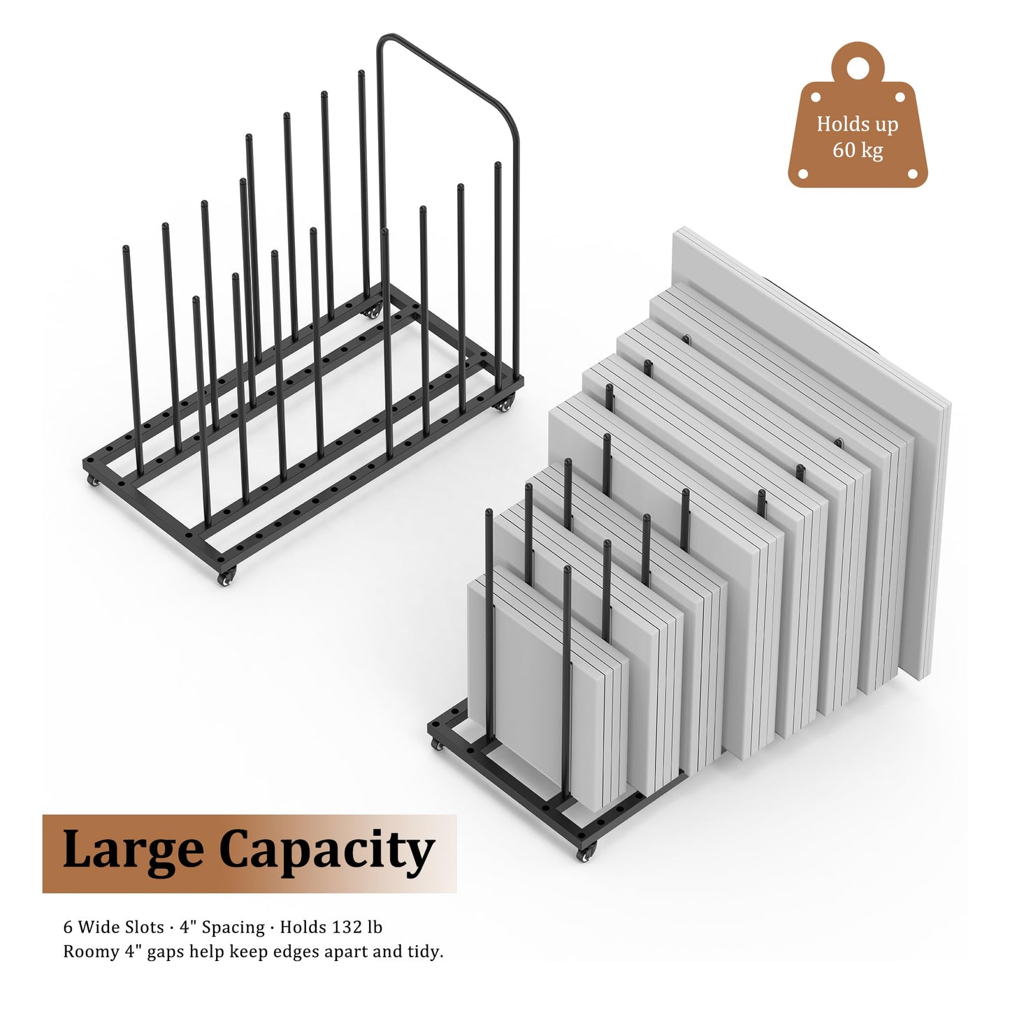 GARVIN Art Storage Rack with Caster Wheels, Art Drying Rack Metal Storage Stand with 7 Slots, Heavy-Duty Canvas Organizer for Artwork, Prints and Panels for Art Studio, Classroom and Gallery