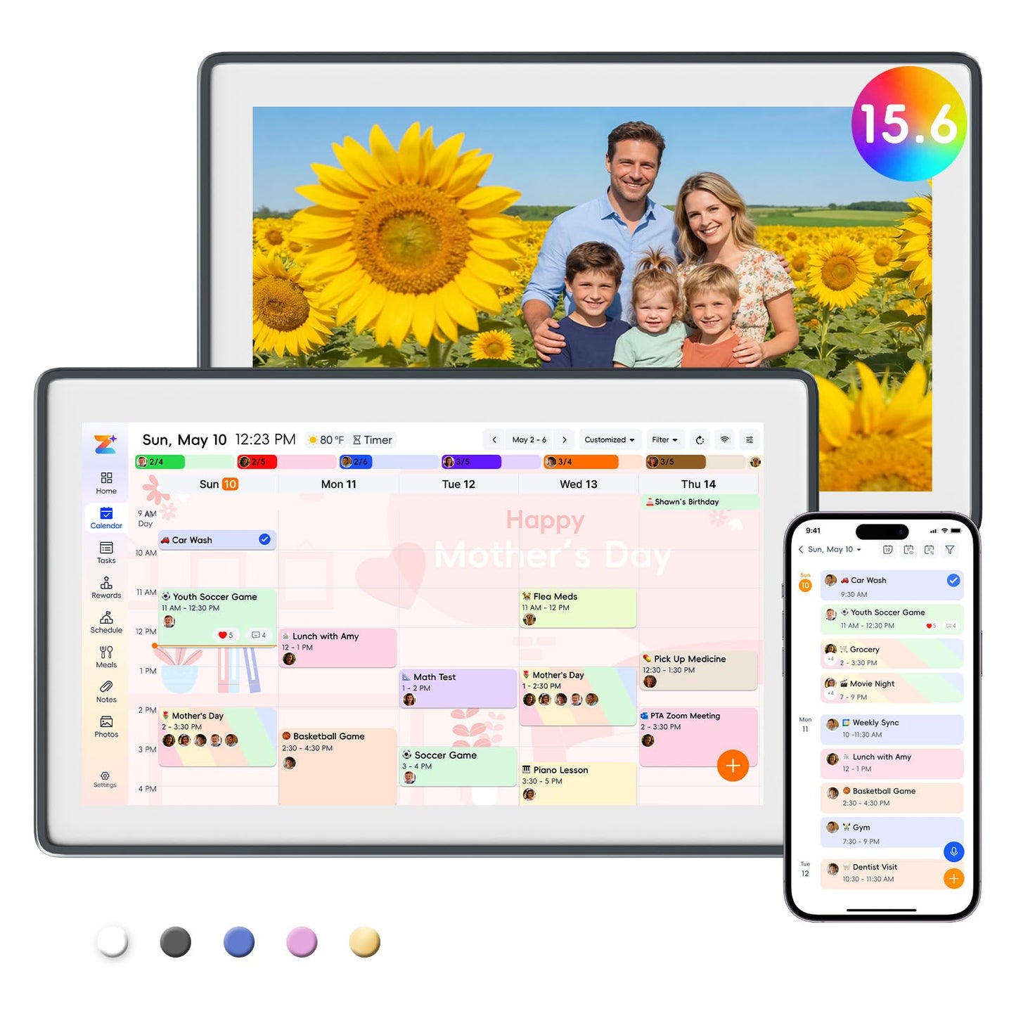 Westsee 15.6" Digital Wall Calendar Frame – Interactive Touchscreen Eletronic Calendars, Smart Family Planner for Schedule, Photo Display, Meals, Chore Chart & Tasks, Wall & Desk Mountable (Dark Gray)