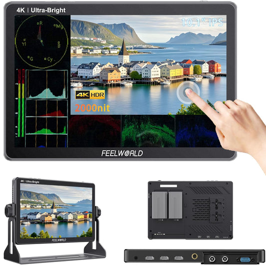 FEELWORLD LUT11S 10.1 Inch Camera Monitor, 2000nit IPS Touch Screen 1920x1200, 4K 60Hz HDMI Camera Field Monitor SDI, Video Assist HDR Waveform Focus Peaking 3D LUT