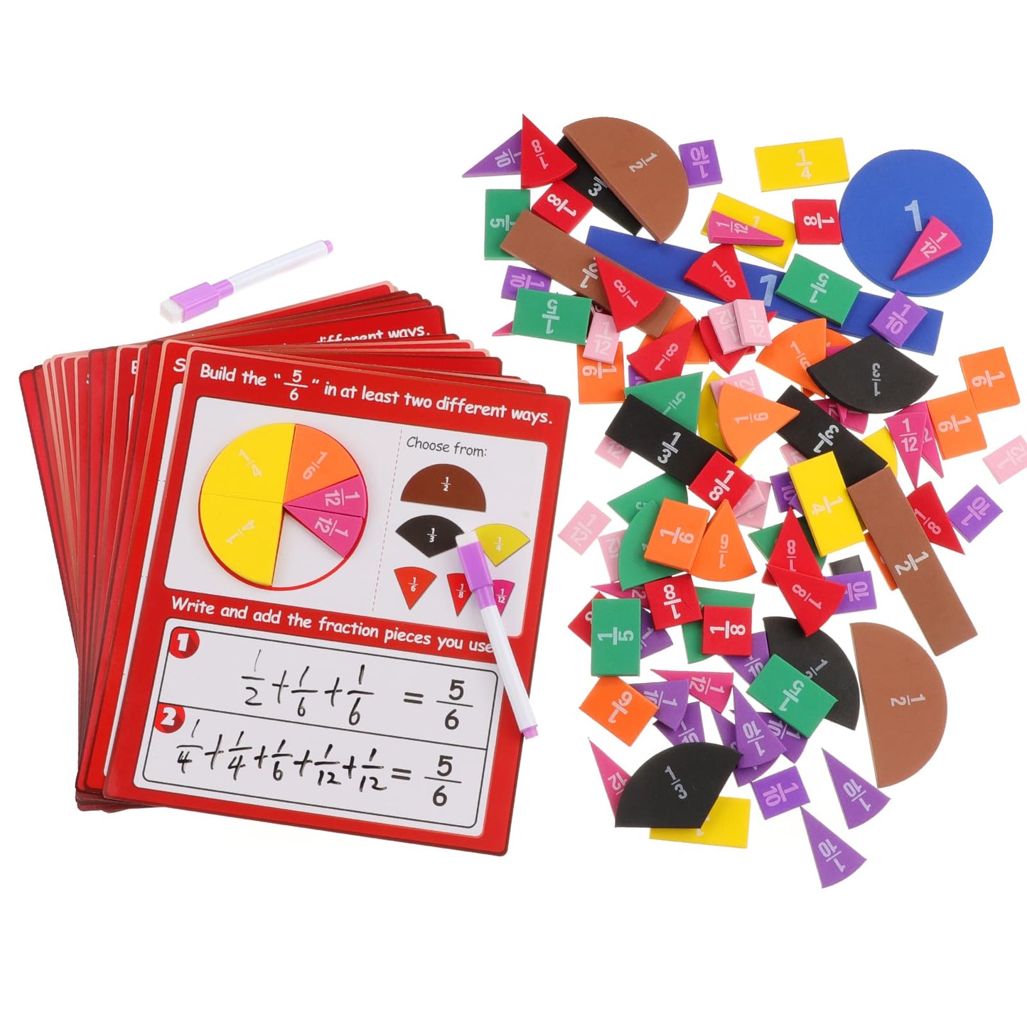 Magnetic Math Fraction Manipulatives, Magnet Fraction Circles Tiles Plus 14 Activity Card, Fractions Puzzle Learn & Compare, Tool Math Teachingroom Manipul Homeschool Elementary Supplies
