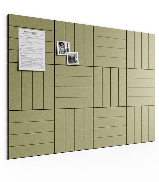 Bumusty Large Cork Board Alternative-48 x 36" Felt Bulletin Board Tiles, with 30 Pushpins, 70 Adhesive Tabs, Bold-Stripe 12-Pack, Cork Boards for Office Push Pin Board Felt Board-Olive Green