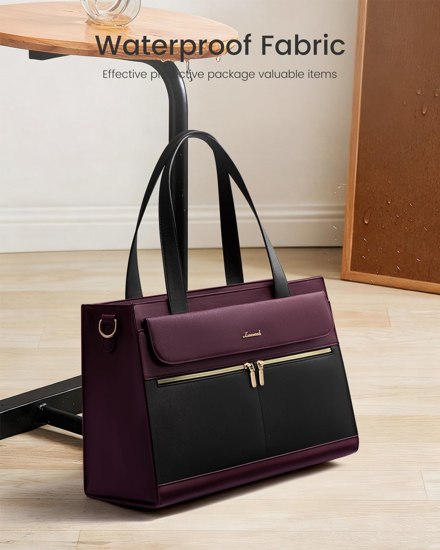 LOVEVOOK Laptop Bag for Women 15.6 Inch Tote Work Professional Leather Computer Briefcase Waterproof Handbag Shoulder Large Capacity Business Teacher Office Crossbody Purse