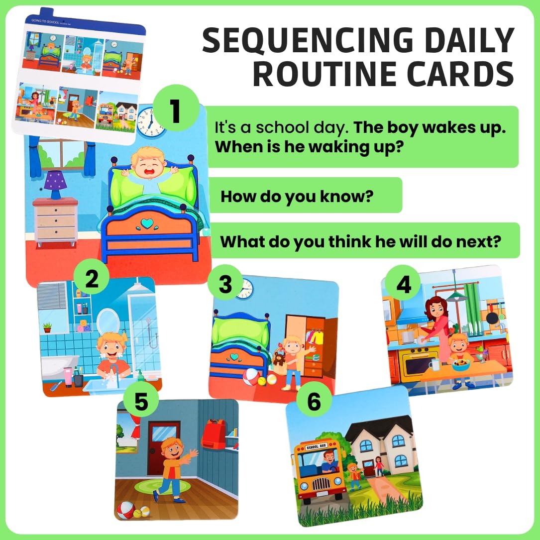 Sequencing Daily Routine Conversation Cards | Learning Material for Social Skills & Emotional Intelligence| Speech Therapy Resources | Articulation, ESL & Storytelling Cards | Sequencing Card Game