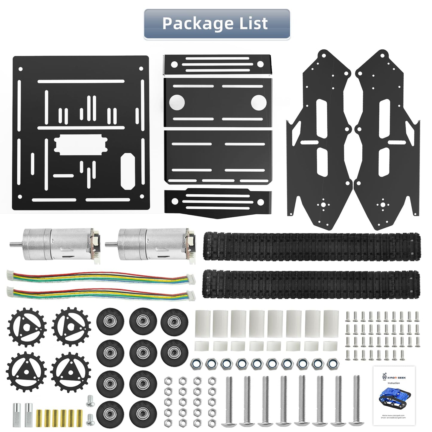 Tank Car Chassis with Motor, Shock Absorbing Robot Chassis Full-Metal Robotic Moving Platform Track Chassis for RaspberryPi Arduino DIY Maker Smart Robot Car Chassis Kit (Black, With Encoder motor)