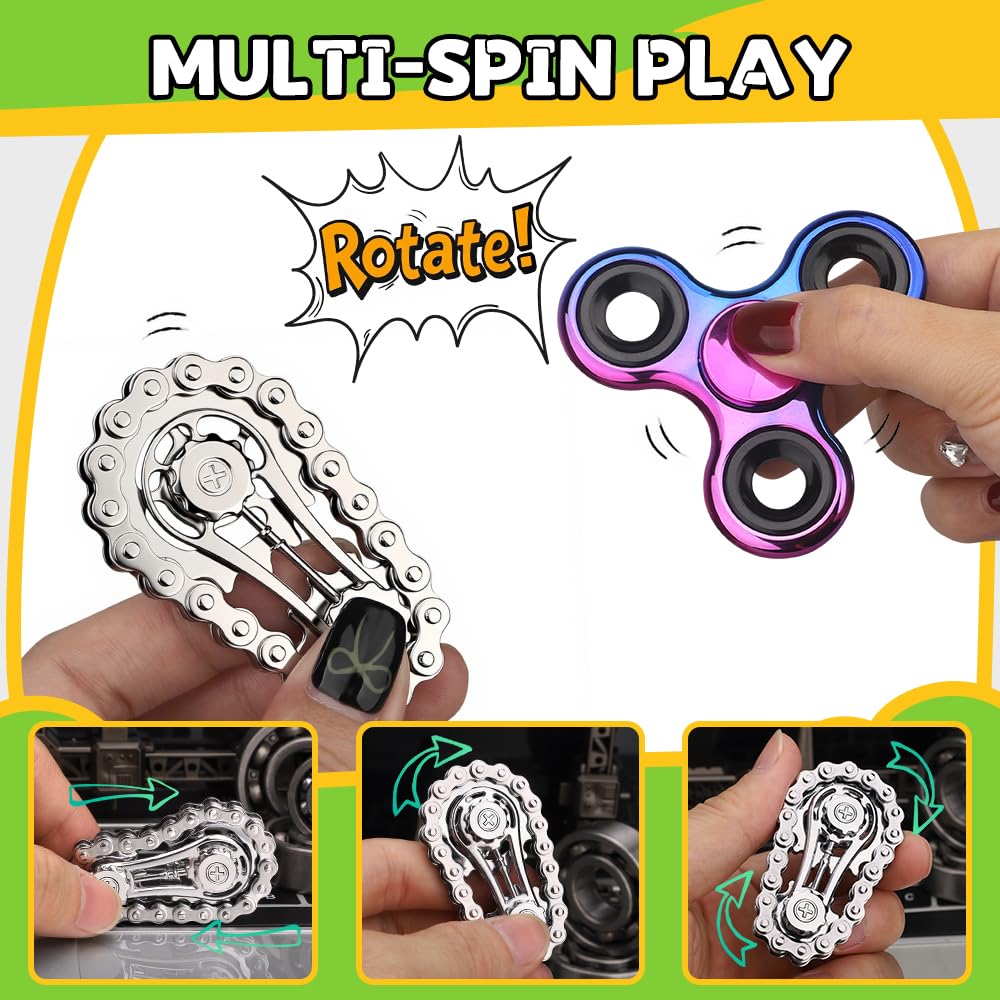 Fidget Toys Set for Adults, Sensory Pack with Fidget Spinner, Robot Spinner, Keyboard Clicker Toy, Fidget Pad, Stress Relief Desk Gadget for Office Classroom, for Boy Friend