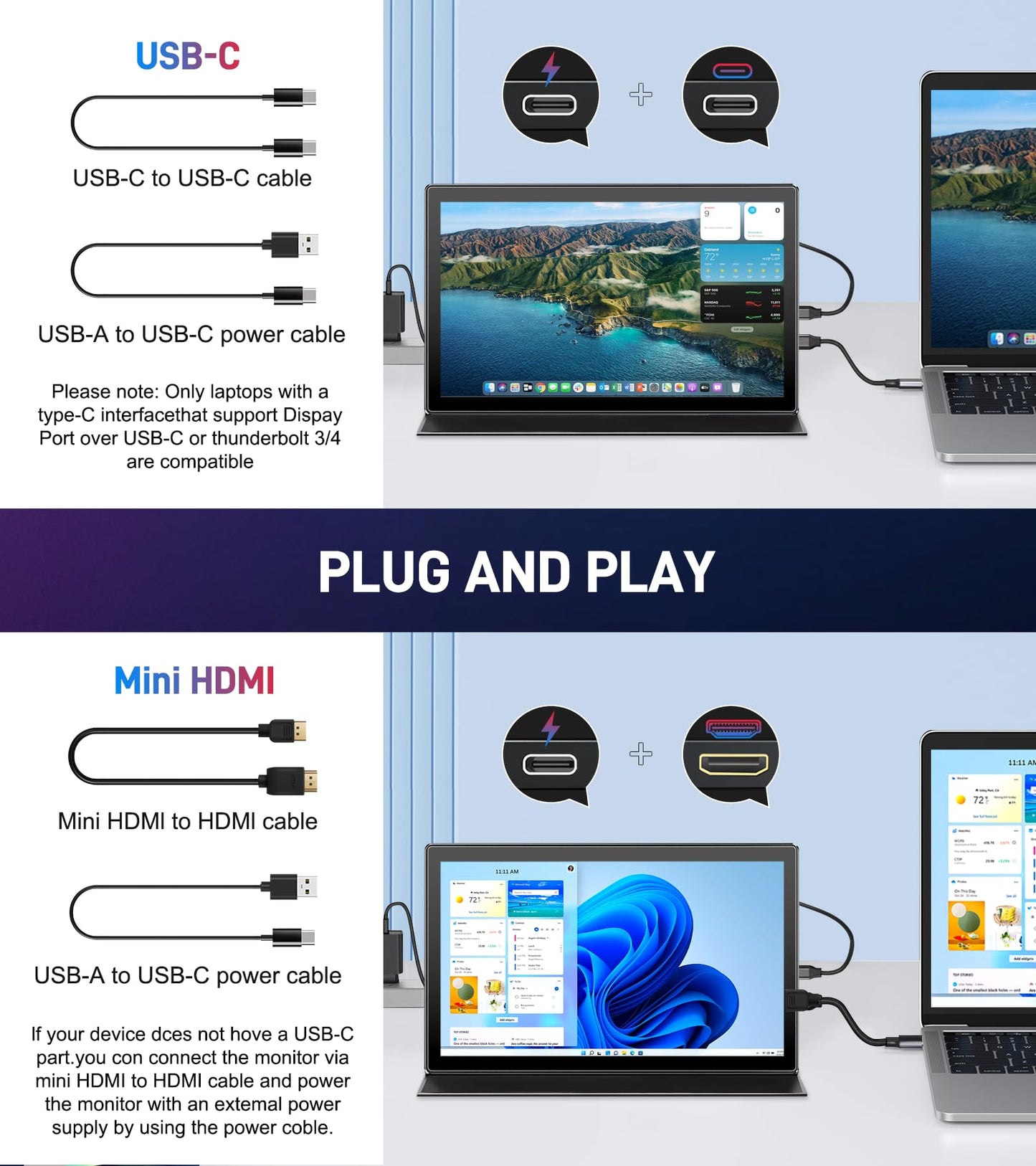 10.1 Portable Touchscreen Monitor - 1920×1200 FHD IPS 16:10,100% sRGB 1500:1,10-Point Touch Diaplay with Speaker HDMI USB-C VESA Magnetic Case for Travel Mac PC Xbox PS4/5 Loptop Phone (10.1 inch)