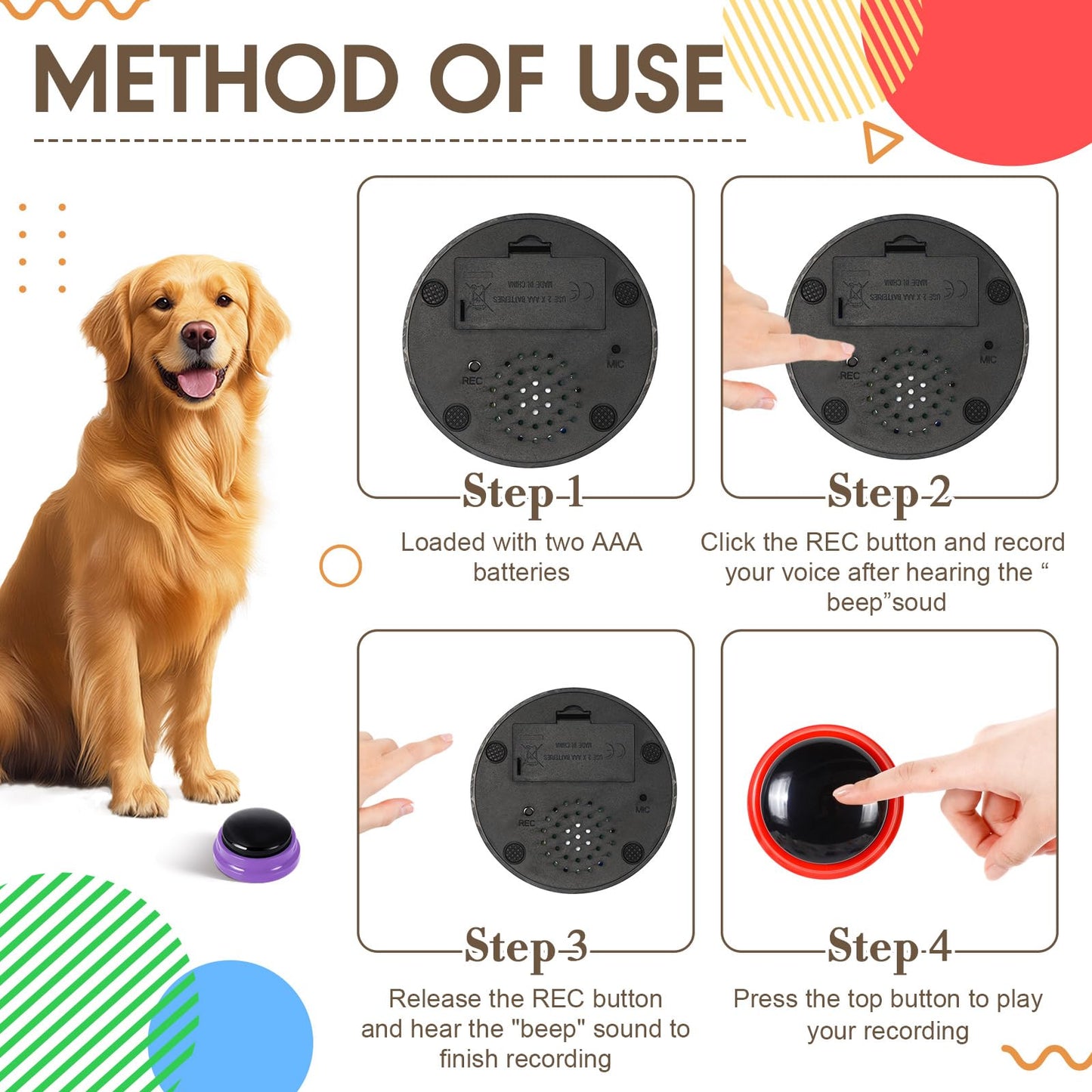Jerify 16 Pcs Voice Recordable Dog Buttons for Communication Pet Cat Talking Buttons with Stickers 30 Seconds Interactive Speech Training Buzzers for Cat Pet Dog