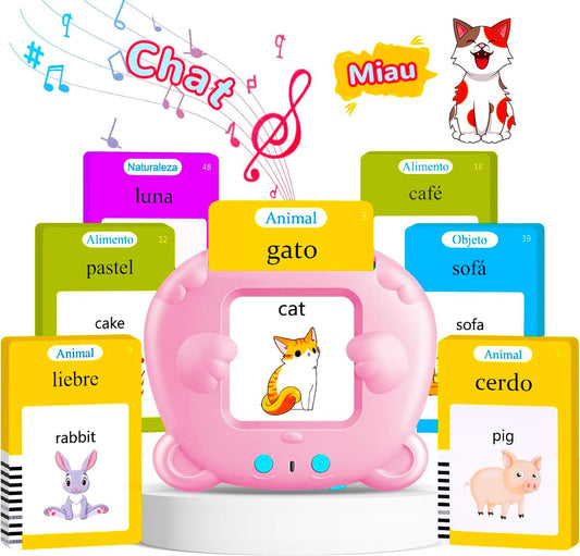 Spanish & English Talking Flash Cards for Toddler, Learning Montessori Toys with 224 Sight Words, Speech Therapy Toys, Children's Sensory Preschool Learning Educational Birthday